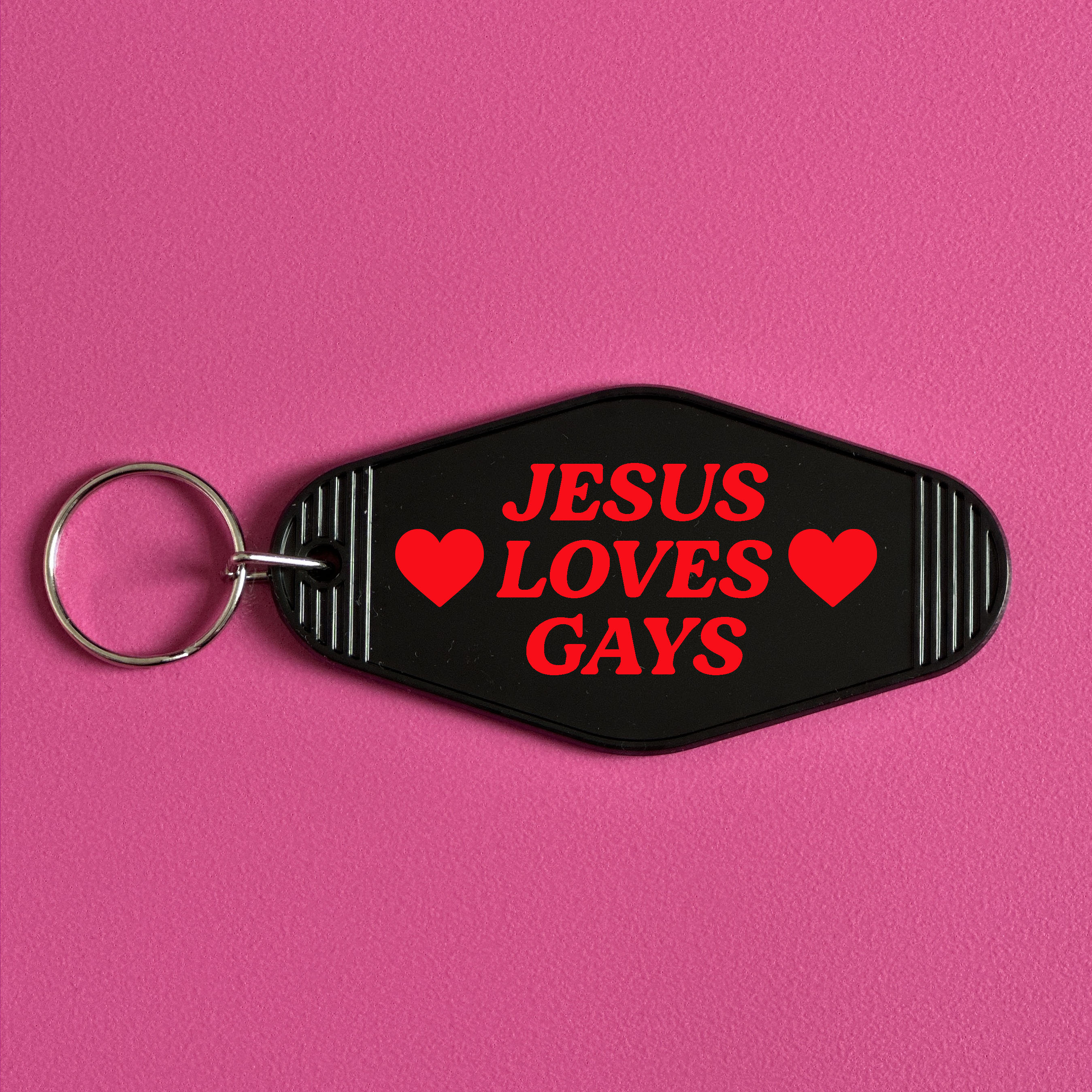 JESUS LOVES GAYS KEYRING
