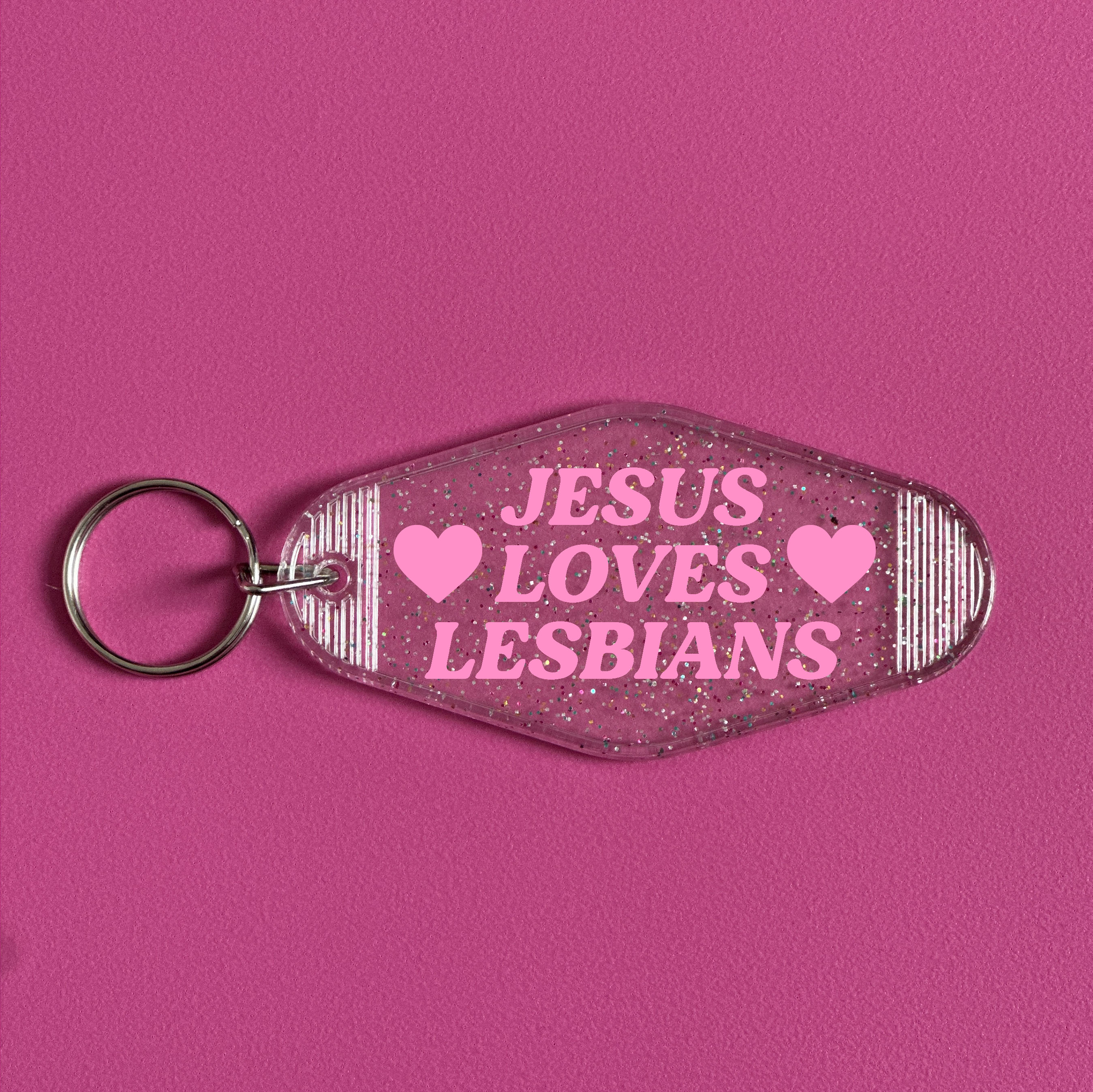 JESUS LOVES LESBIANS KEYRING