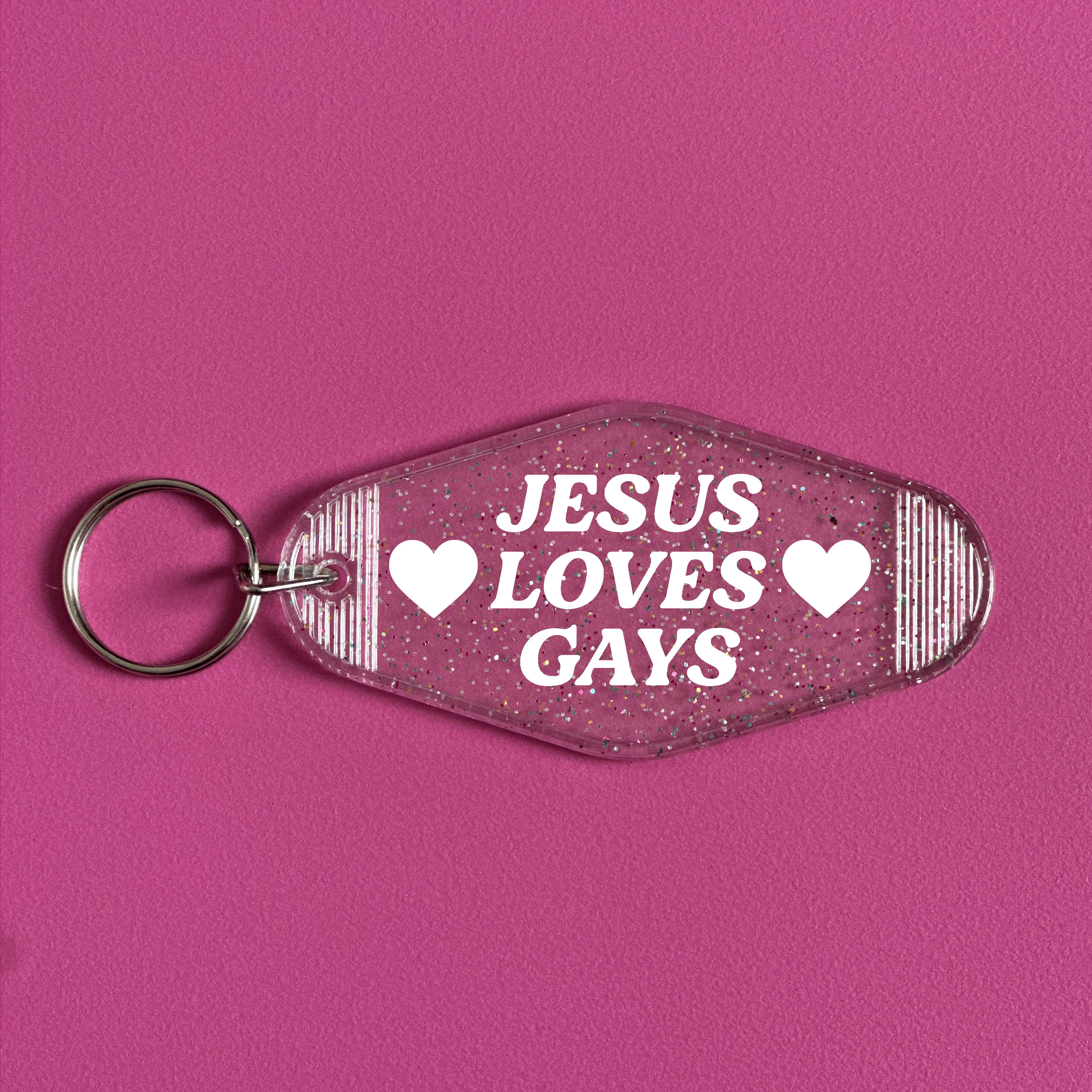 JESUS LOVES GAYS KEYRING