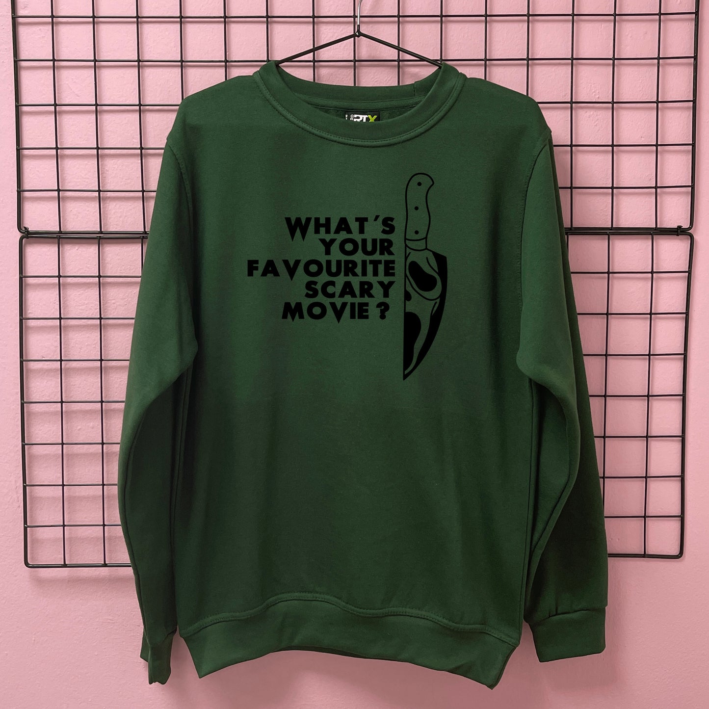 WHAT'S YOUR FAVOURITE SCARY MOVIE SWEATSHIRT