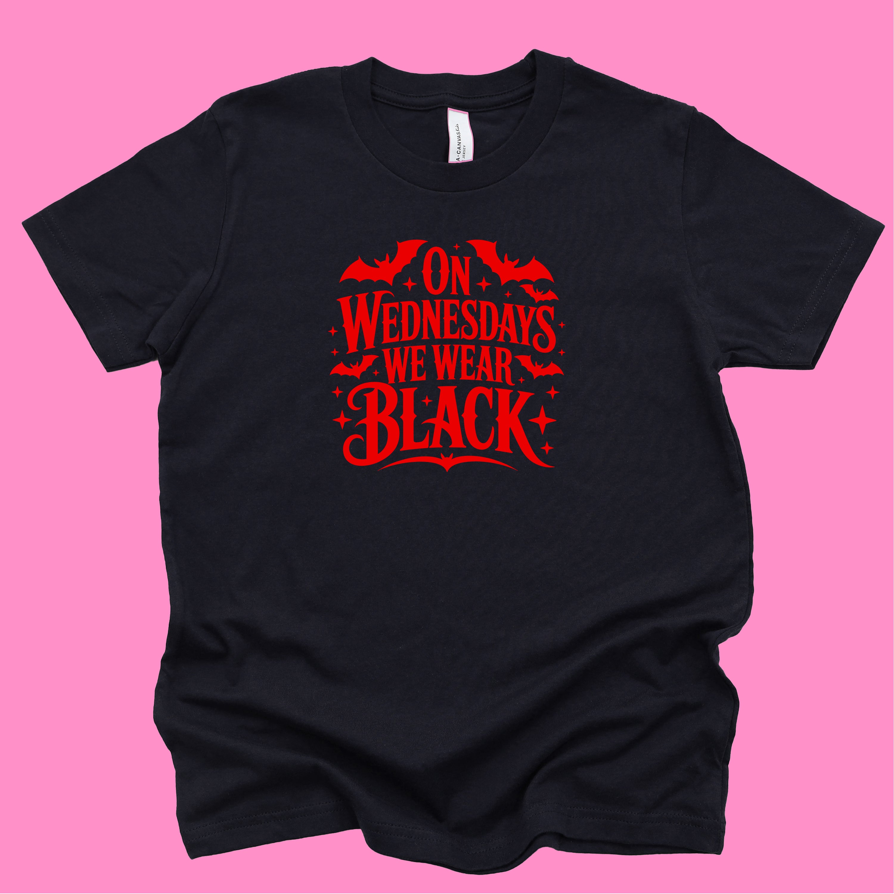 ON WEDNESDAYS WE WEAR BLACK KIDS T-SHIRT
