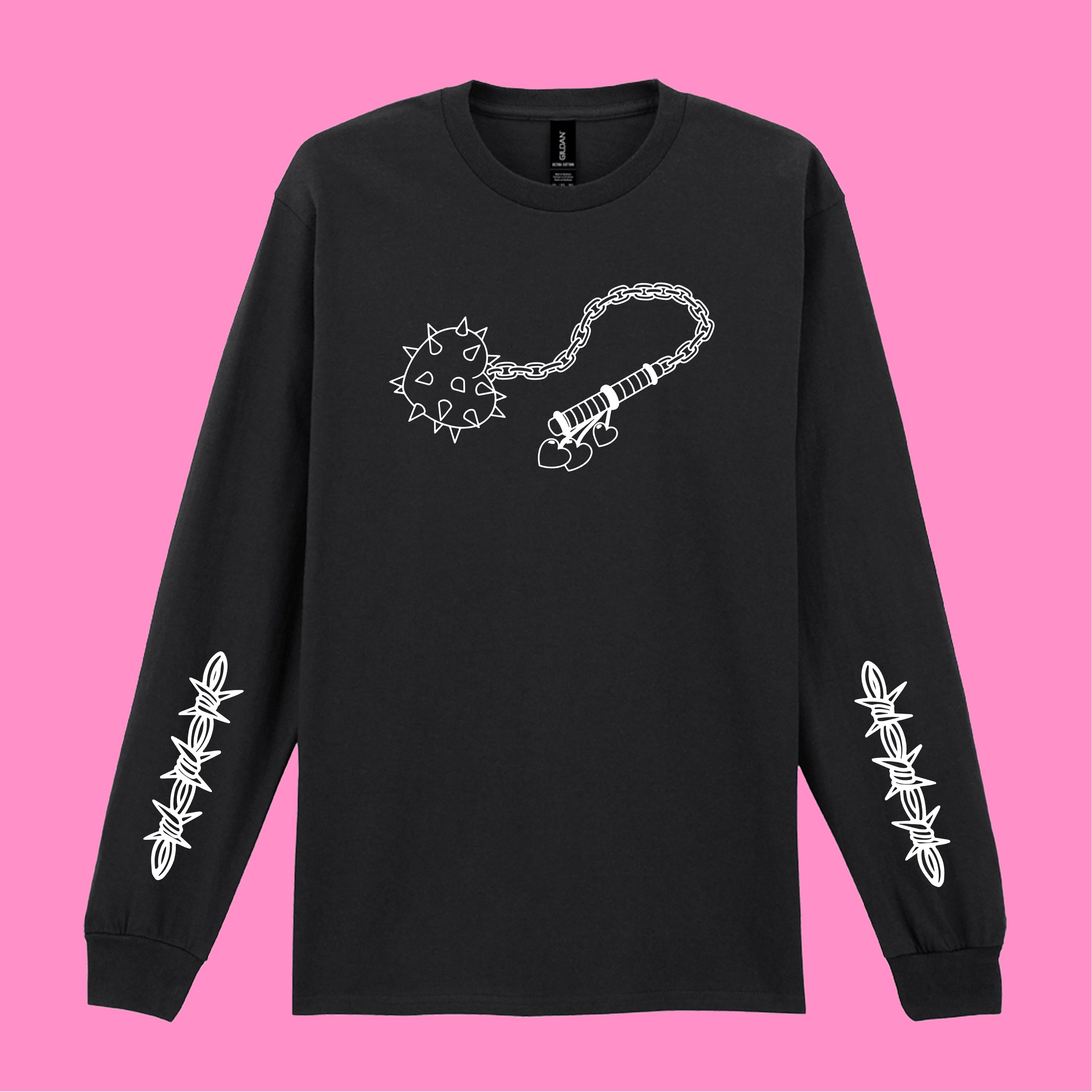 FLAIL AND BARBED WIRE LONG SLEEVED T-SHIRT