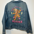 ONE HELL OF A MOTHER TIGER DENIM JACKET SIZE 26