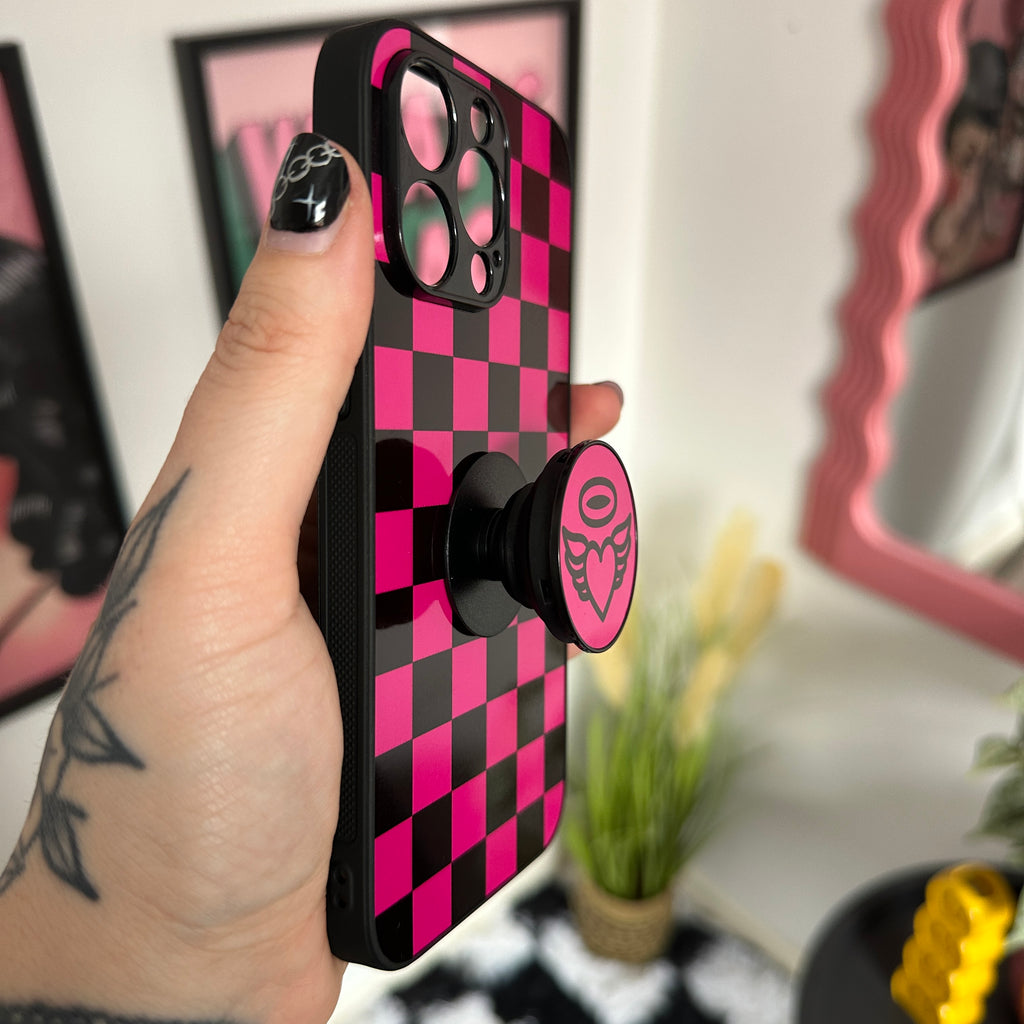 PINK CHECKERBOARD PHONE CASE