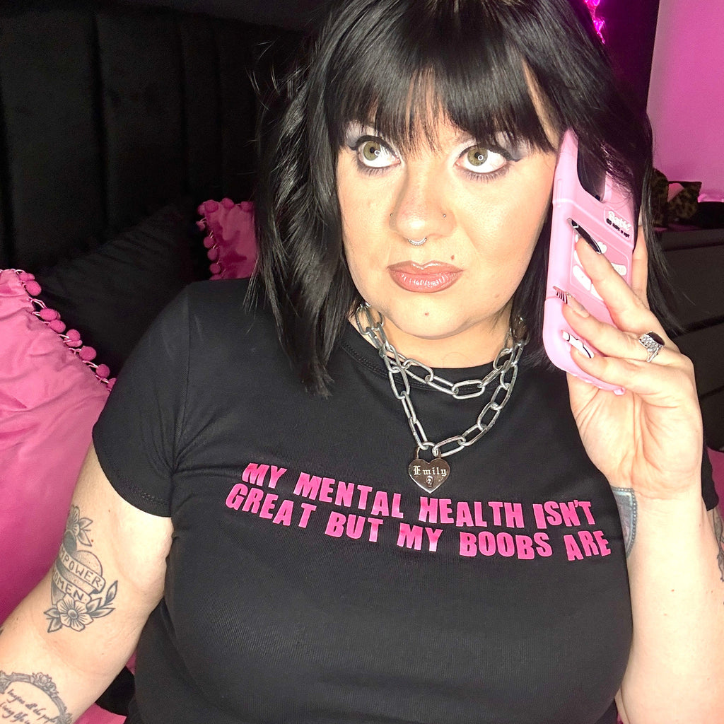 MENTAL HEALTH ISN'T GREAT BUT MY BOOBS ARE BABY T-SHIRT