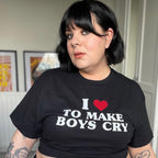 I LOVE TO MAKE BOYS CRY HEART T-SHIRT