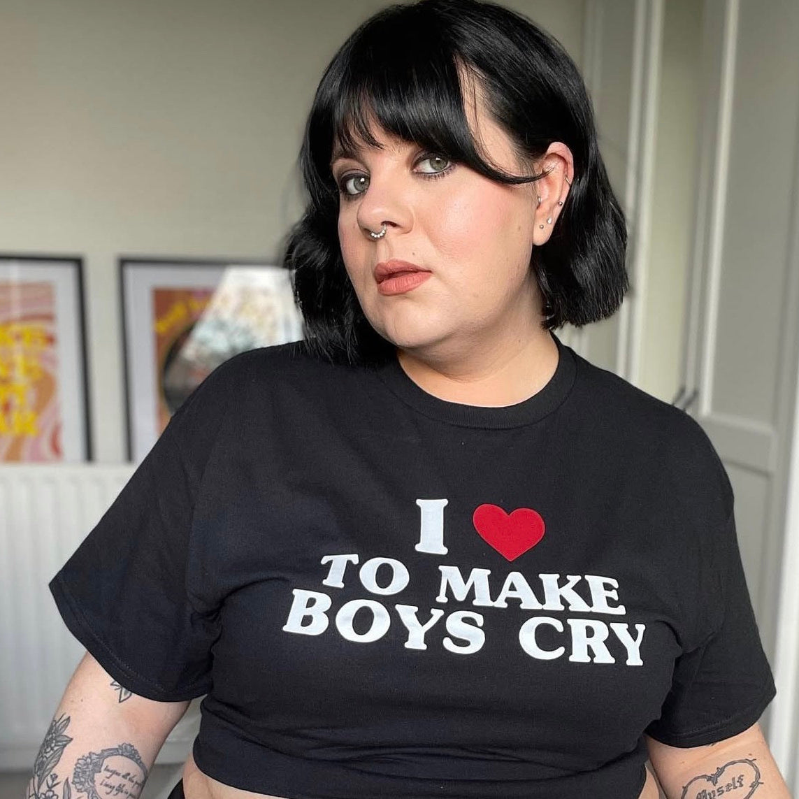 I LOVE TO MAKE BOYS CRY HEART T-SHIRT