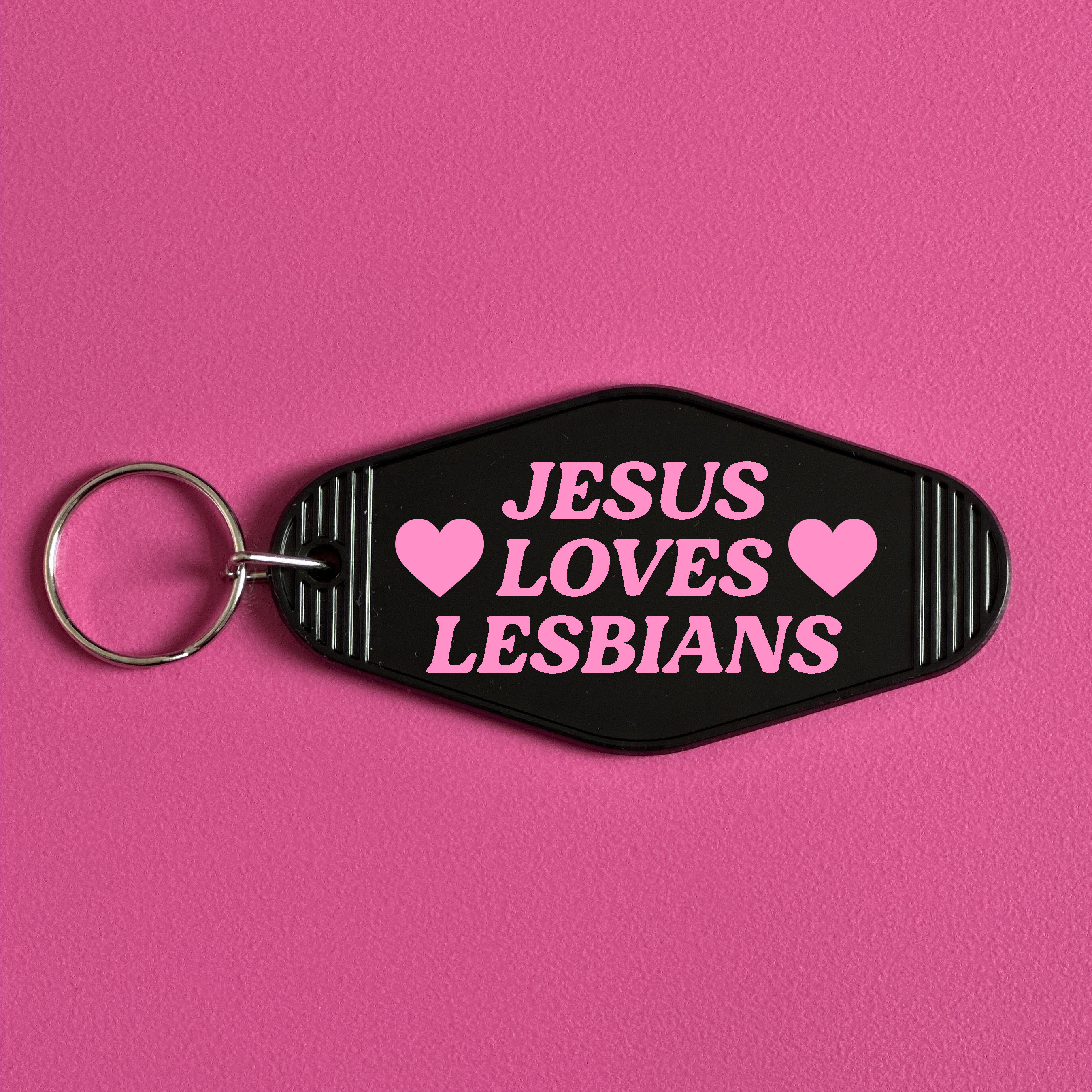 JESUS LOVES LESBIANS KEYRING