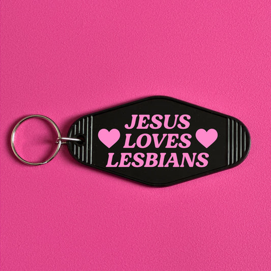 JESUS LOVES LESBIANS KEYRING
