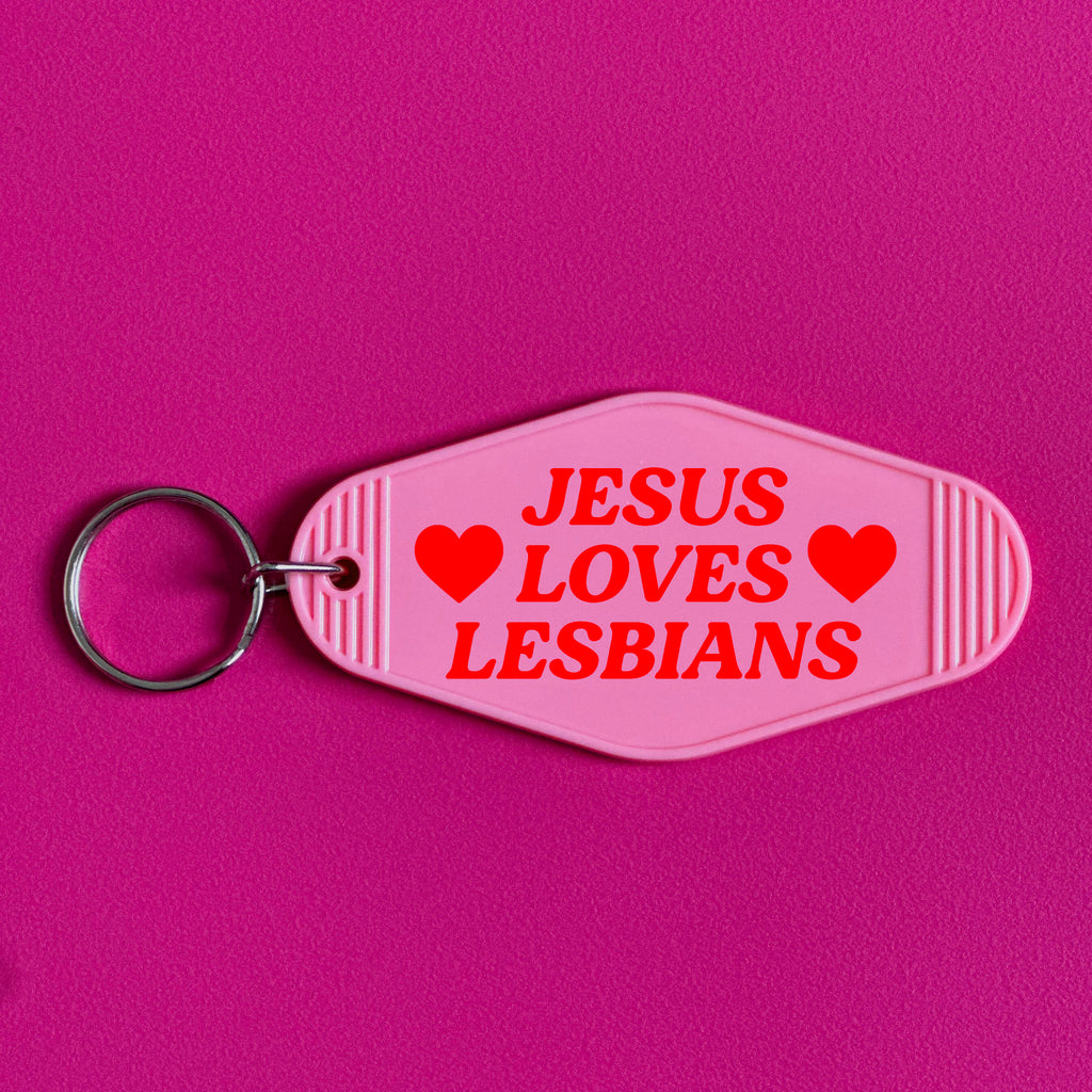 JESUS LOVES LESBIANS KEYRING