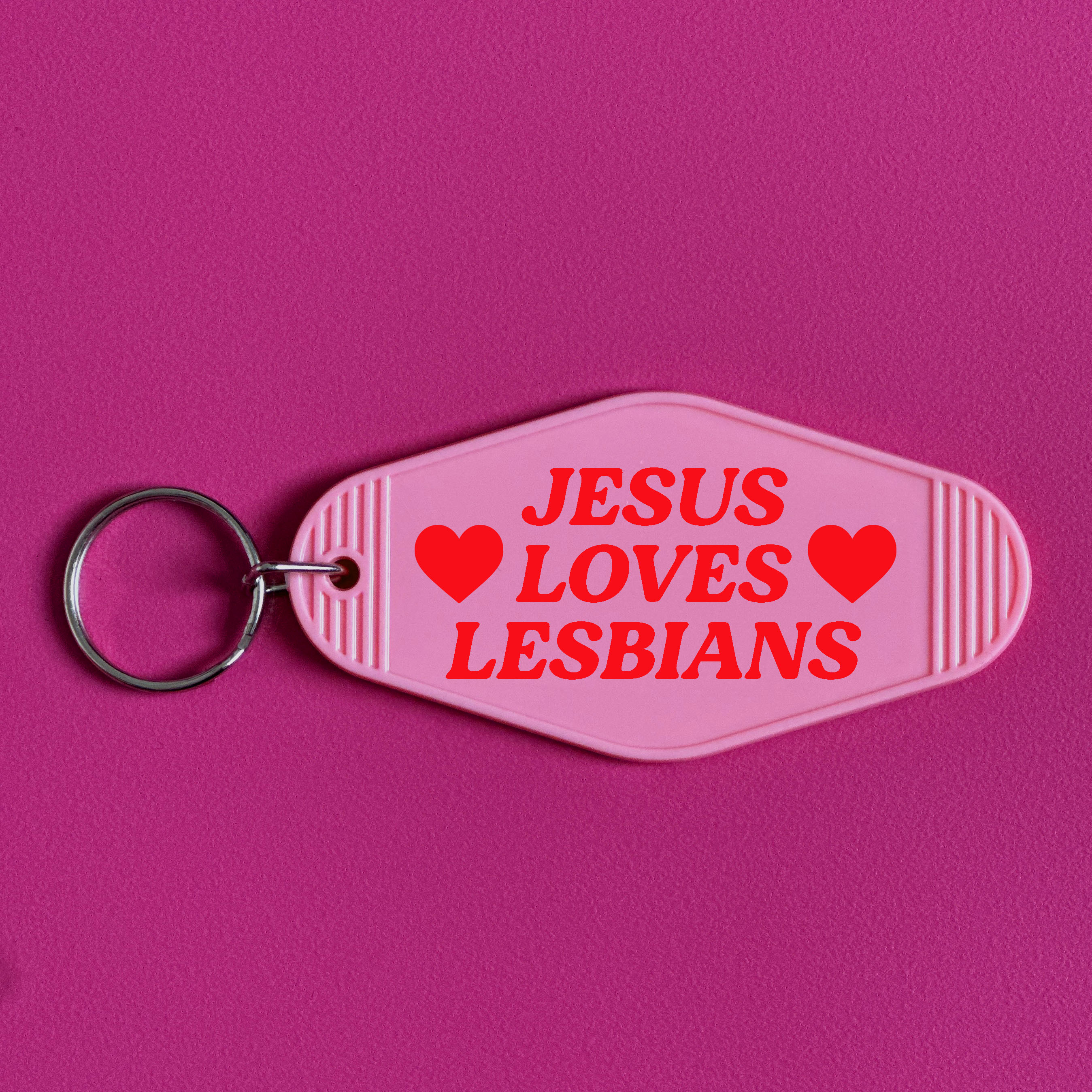 JESUS LOVES LESBIANS KEYRING