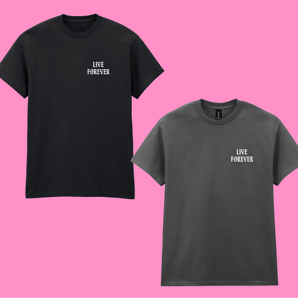 LIVE FOREVER OASIS FRONT AND BACK T-SHIRT