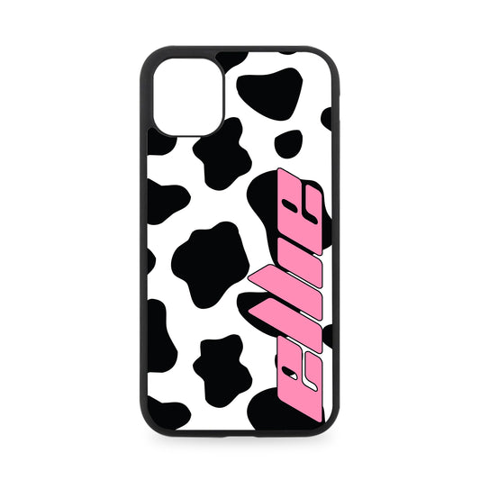 PERSONALISED COW PRINT NAME RUBBER PHONE CASE