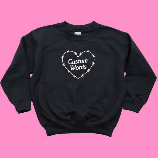 CUSTOM BARBED HEART KIDS SWEATSHIRT