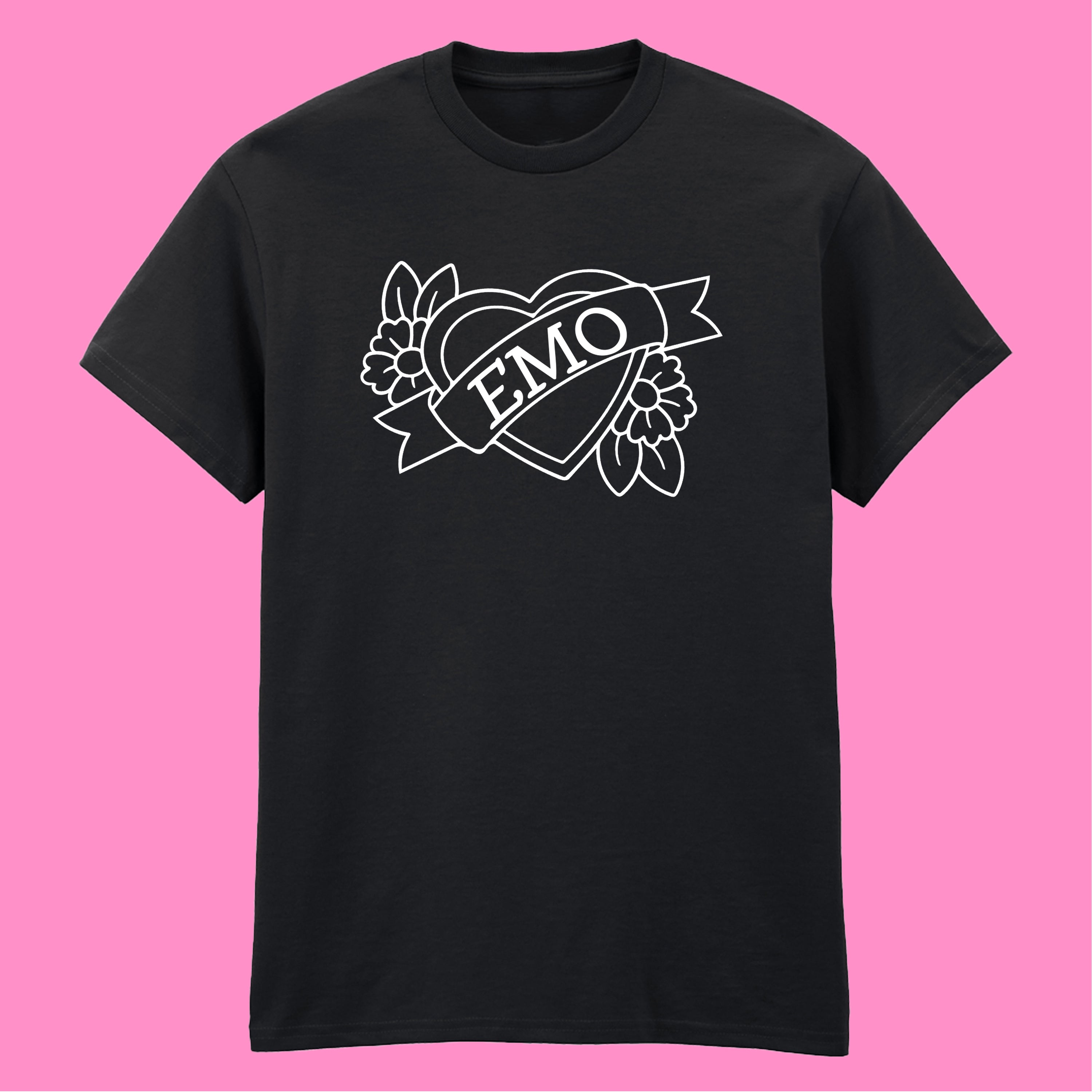 EMO HEART FLOWERS T-SHIRT