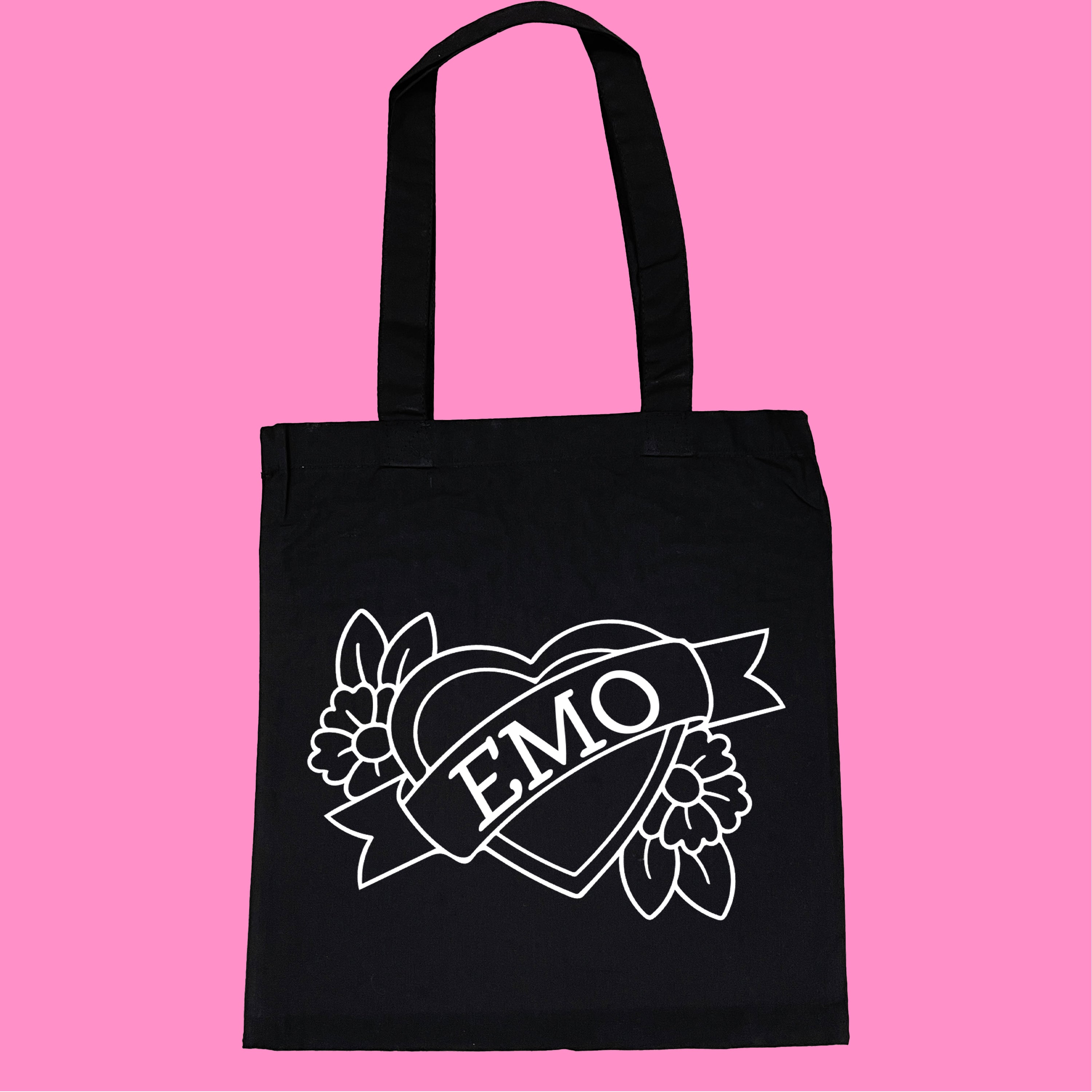 EMO HEART FLOWER TOTE BAG