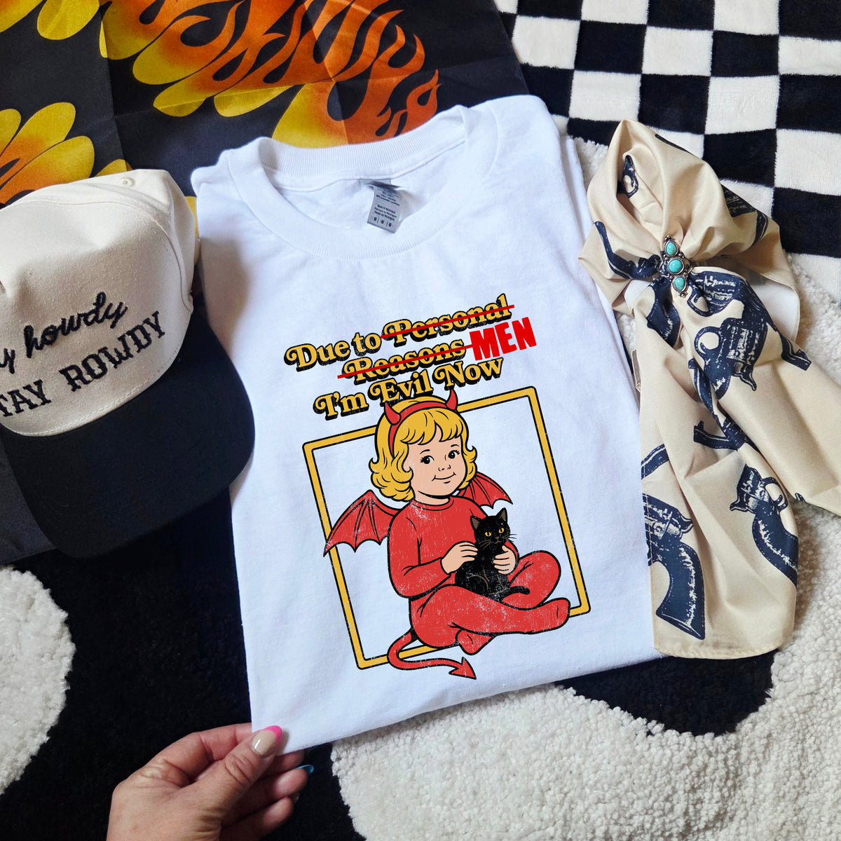 DUE TO MEN I'M EVIL NOW T-SHIRT