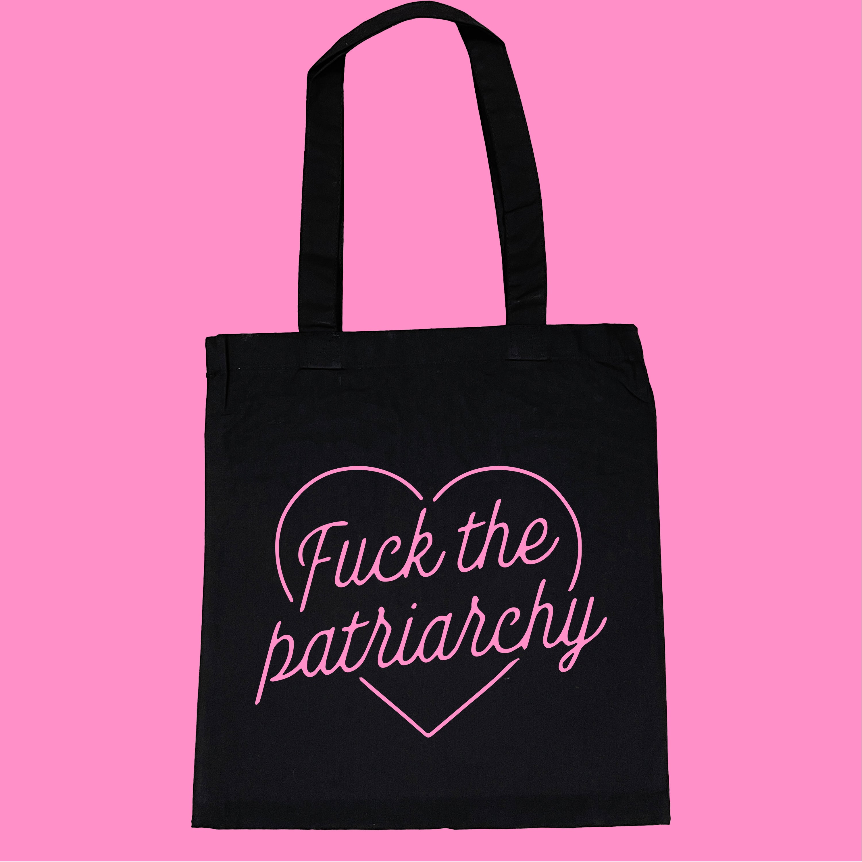 FUCK THE PATRIARCHY HEART TOTE BAG