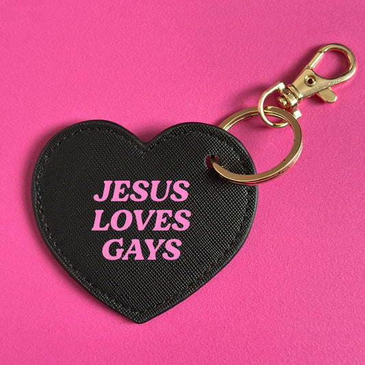 JESUS LOVES GAYS HEART KEYRING