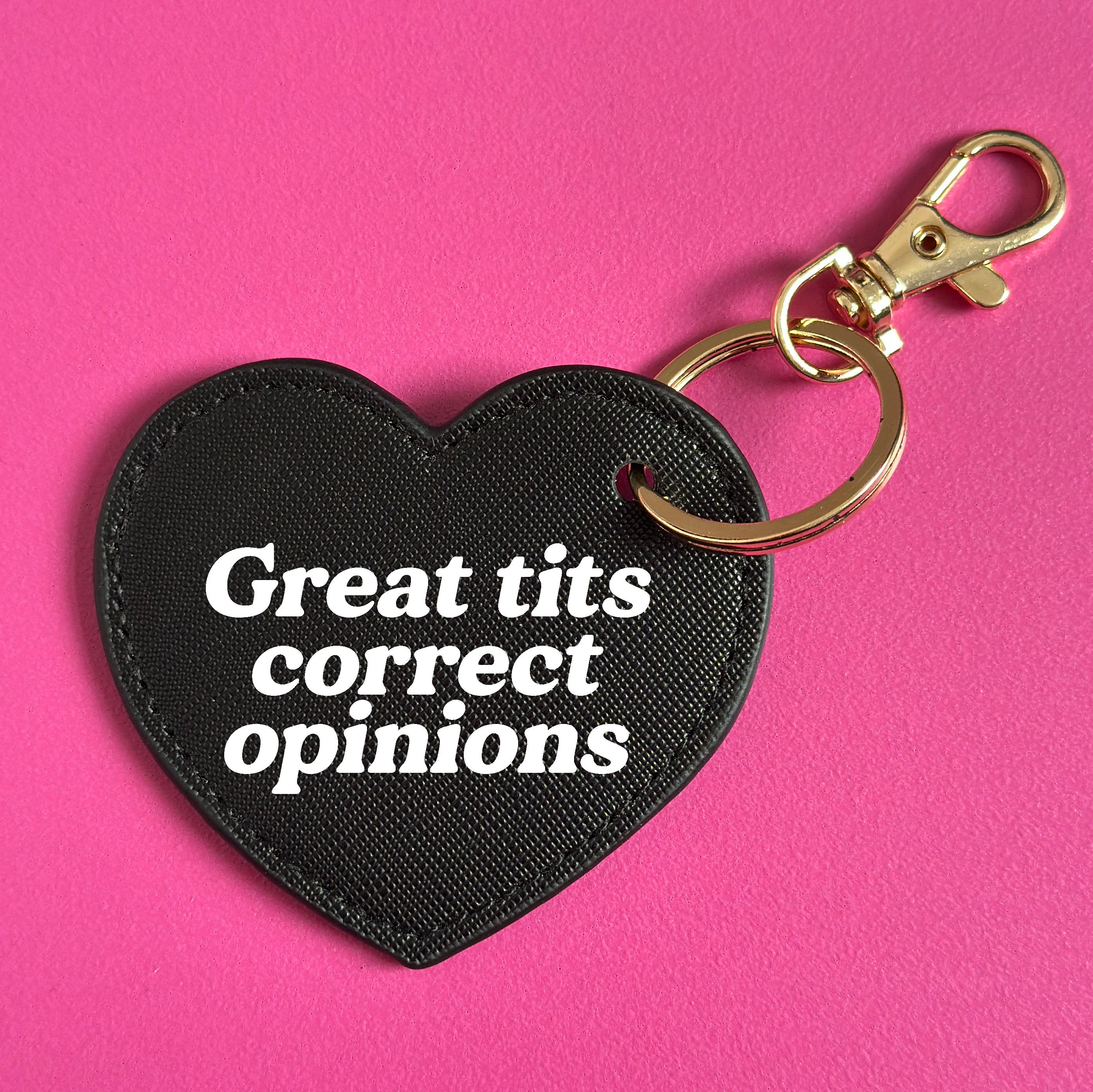 GREAT TITS CORRECT OPINIONS HEART KEYRING