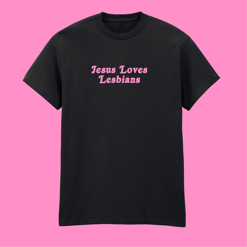 JESUS LOVES LESBIANS SIMPLE T-SHIRT