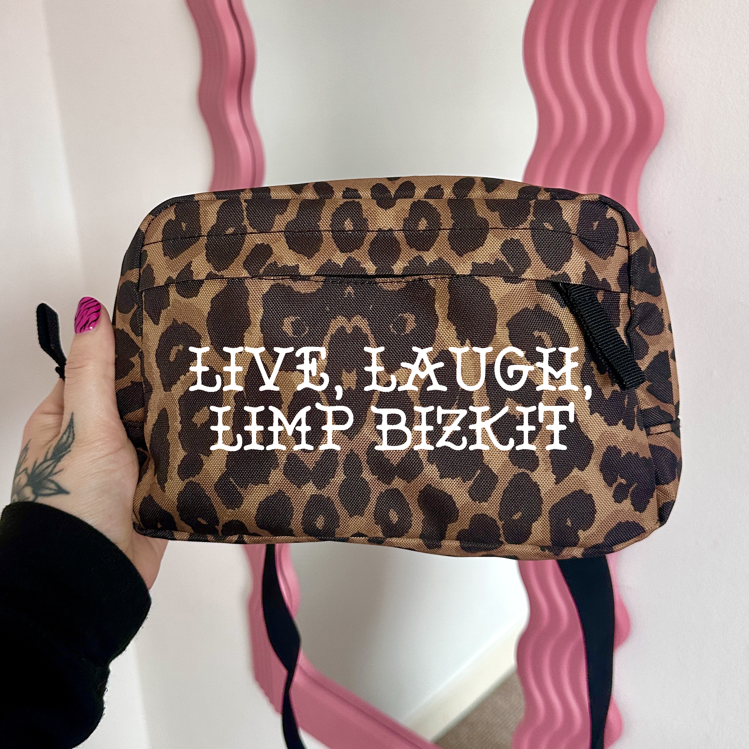 LIVE, LAUGH, LIMP BIZKIT LEOPARD CROSS BODY BAG