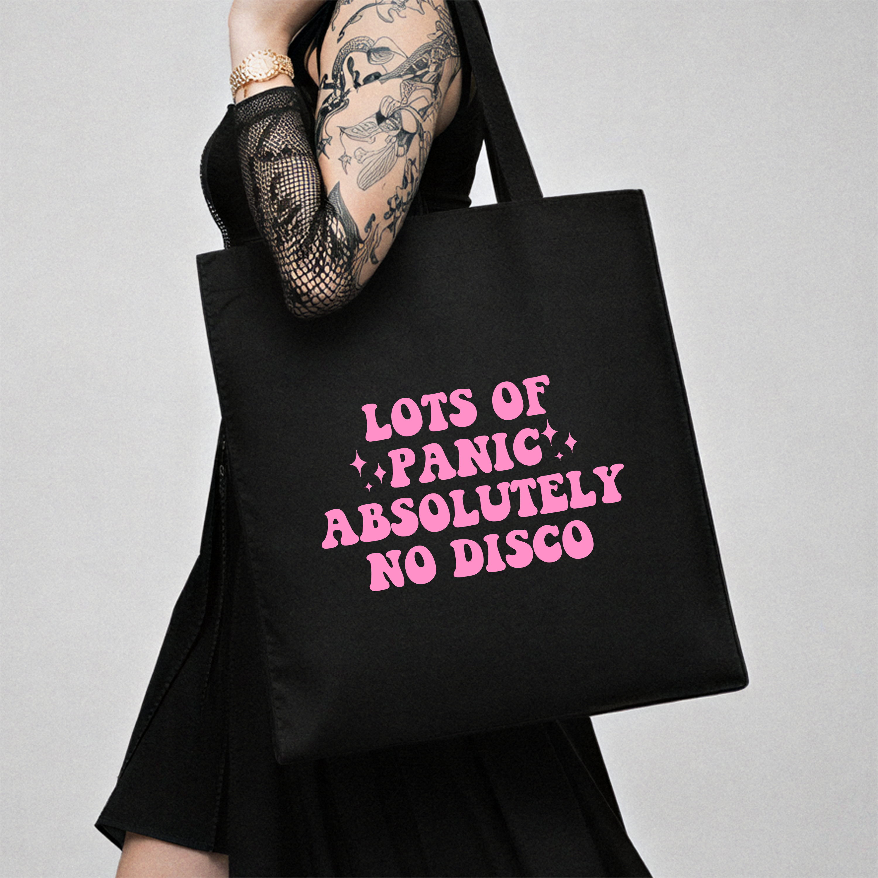 LOTS OF PANIC ABSOLUTELY NO DISCO TOTE BAG
