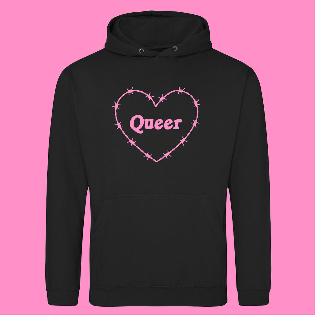 QUEER BARBED WIRE HEART HOODIE