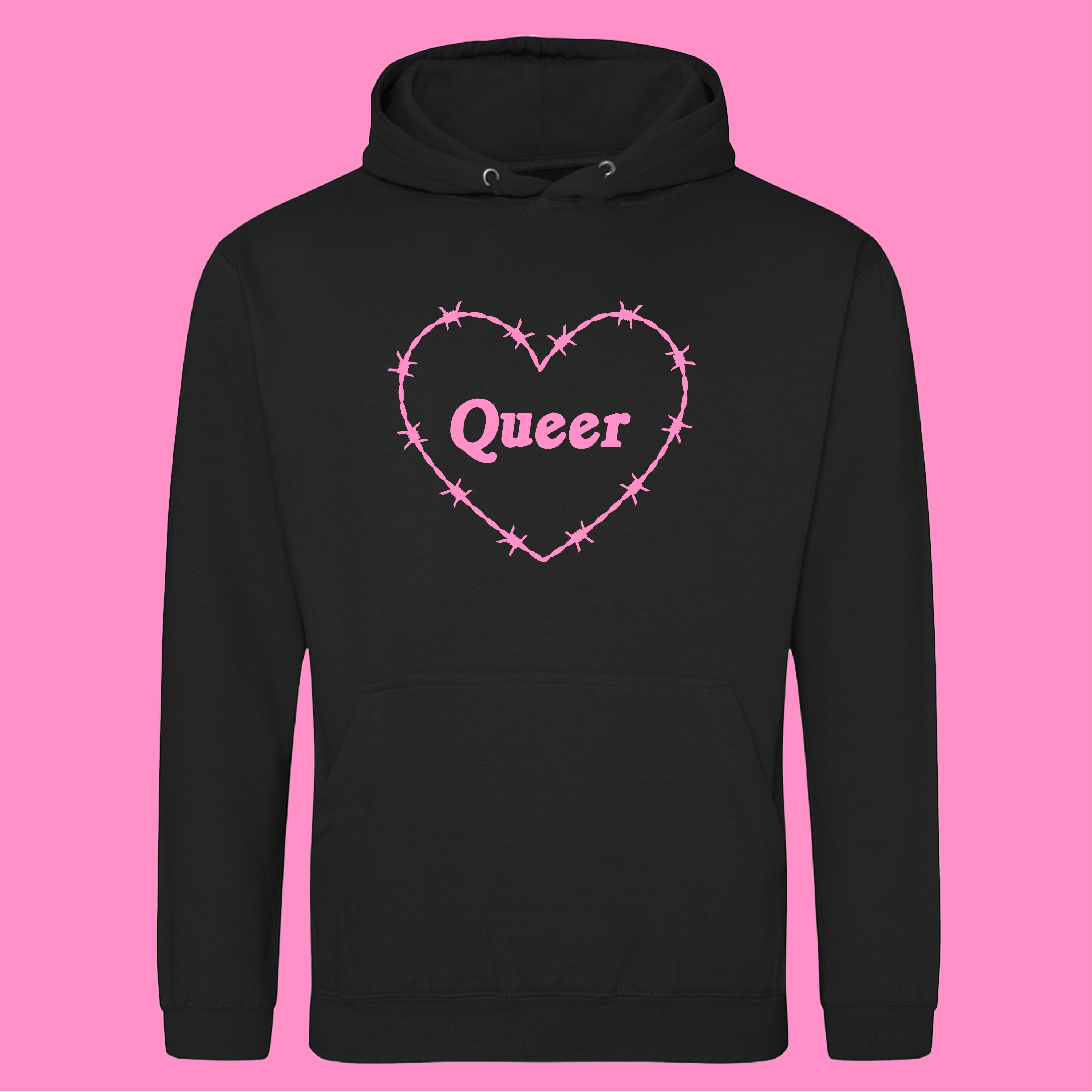 QUEER BARBED WIRE HEART HOODIE