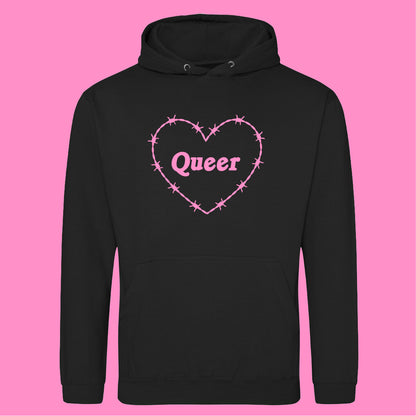 QUEER BARBED WIRE HEART HOODIE