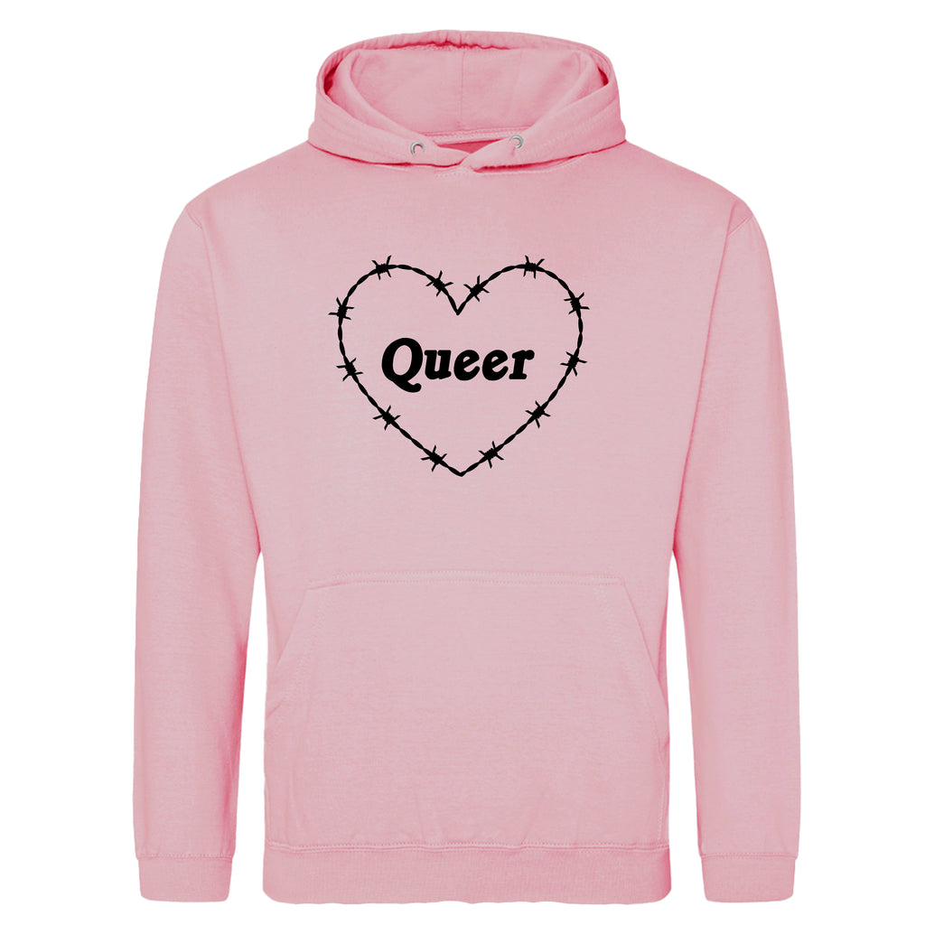 QUEER BARBED WIRE HEART HOODIE