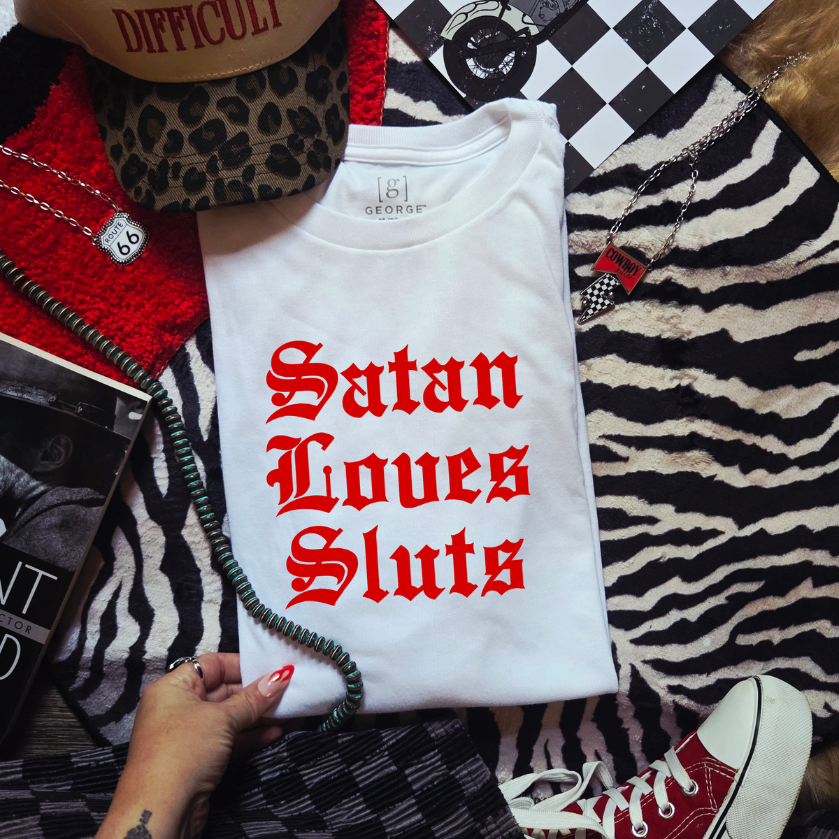 SATAN LOVES SLUTS T-SHIRT