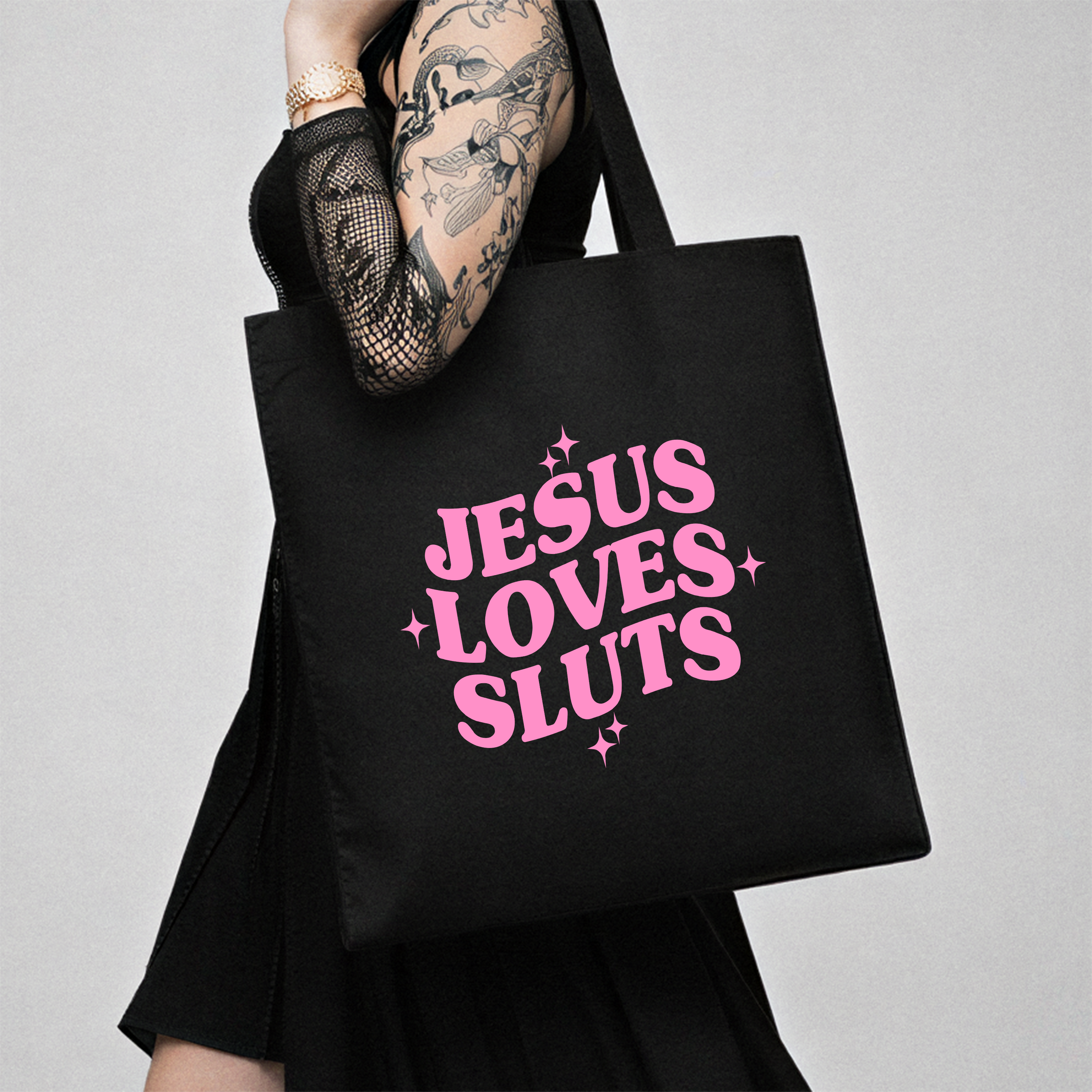 JESUS LOVES SLUTS TOTE BAG