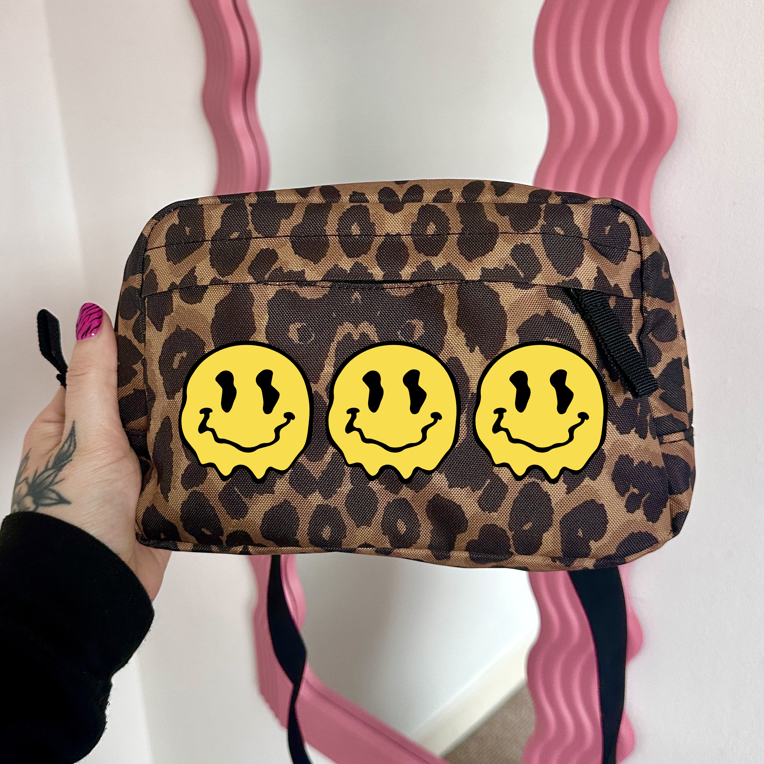 SMILEY LEOPARD CROSS BODY BAG