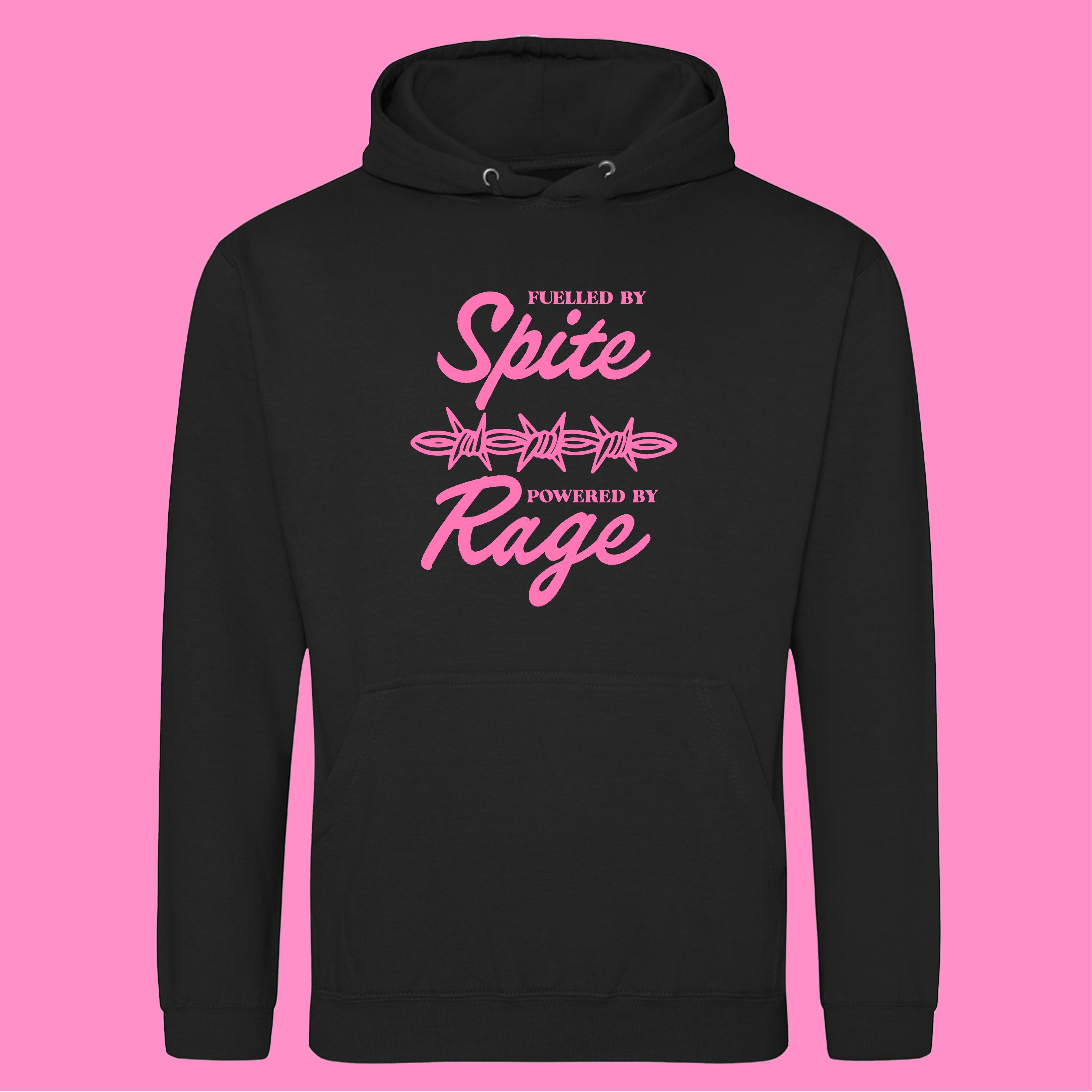FUELLED BY SPITE POWERED BY RAGE BARBED WIRE HOODIE