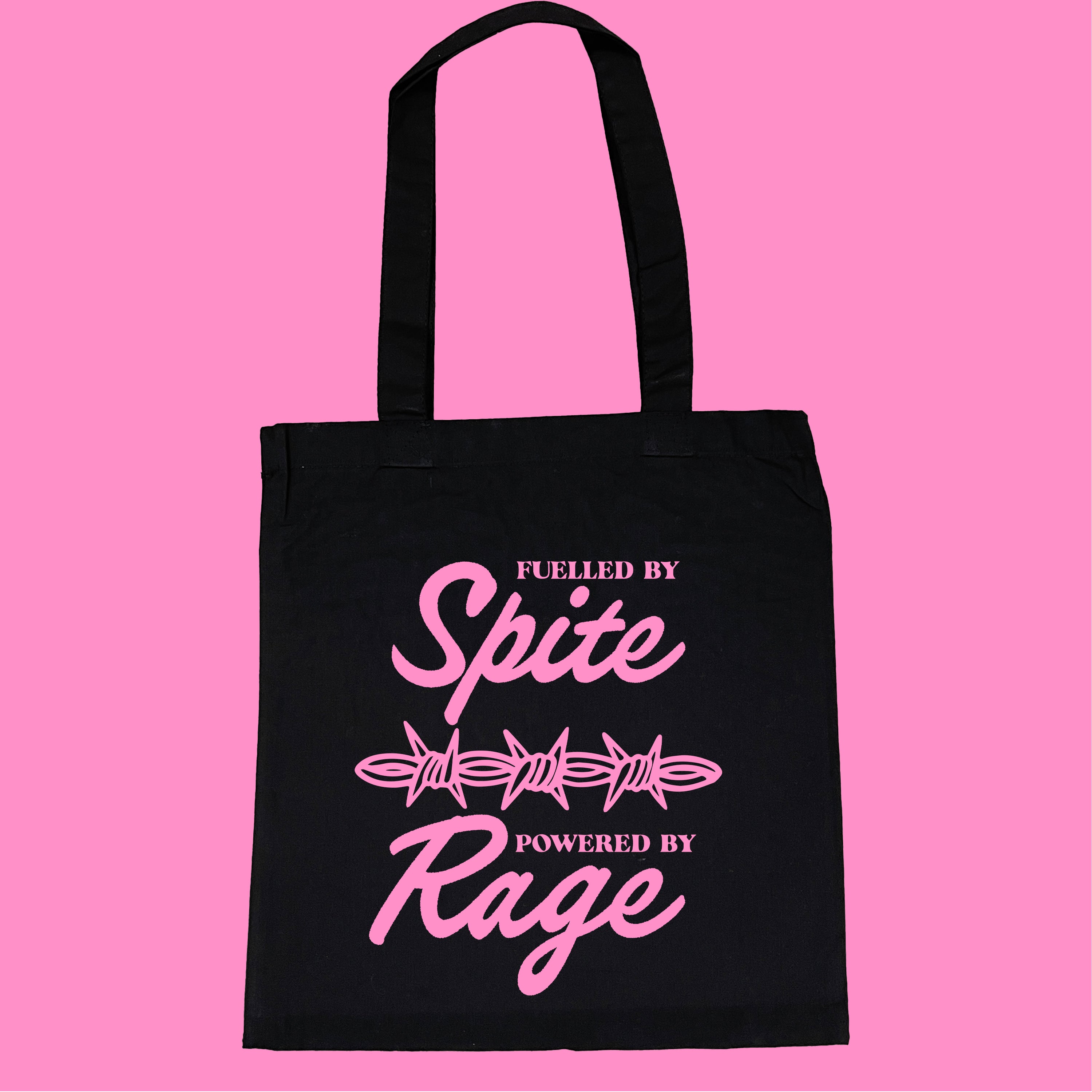 FUELLED BY SPITE POWERED BY RAGE TOTE BAG