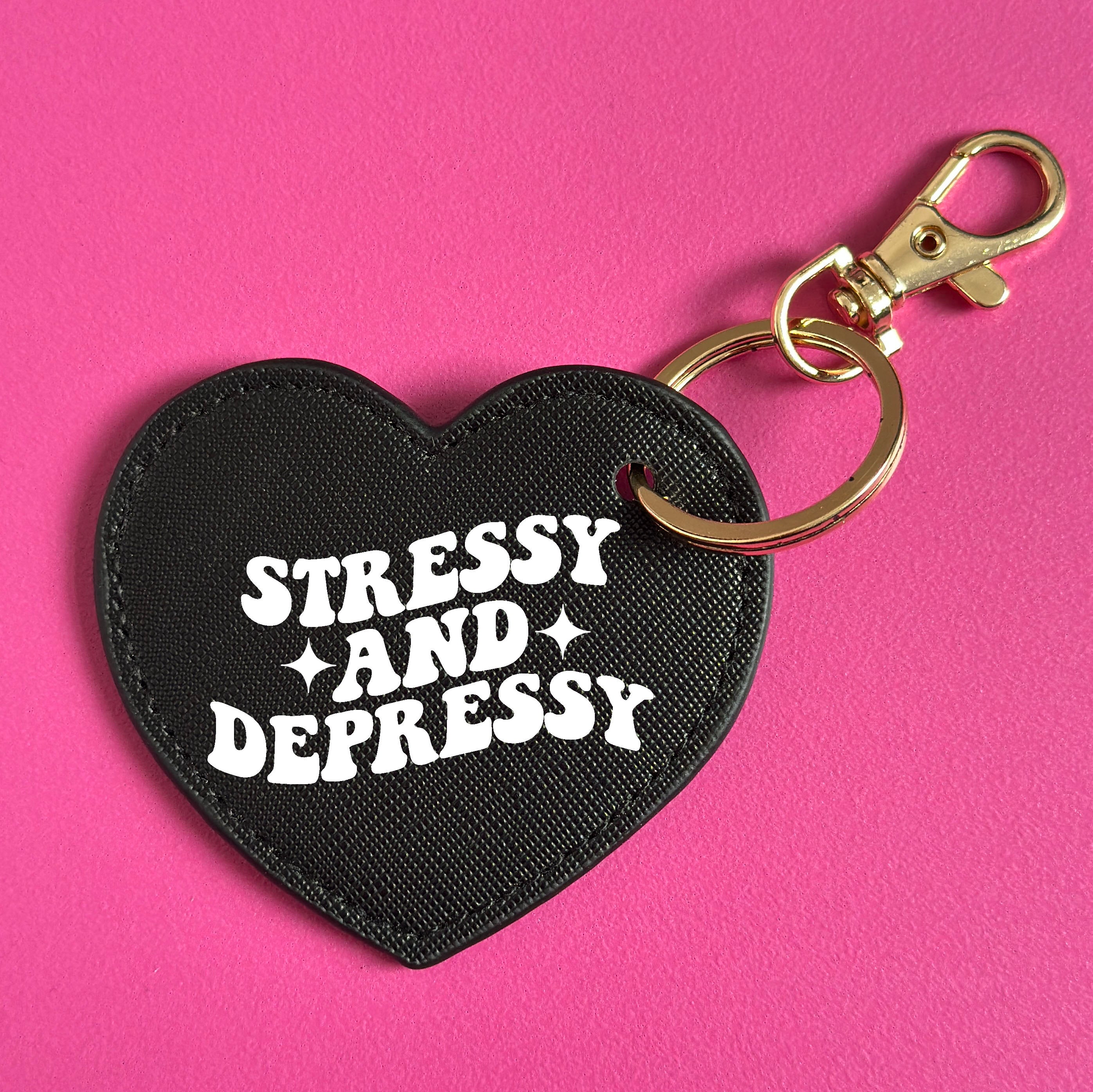 STRESSY AND DEPRESSY HEART KEYRING