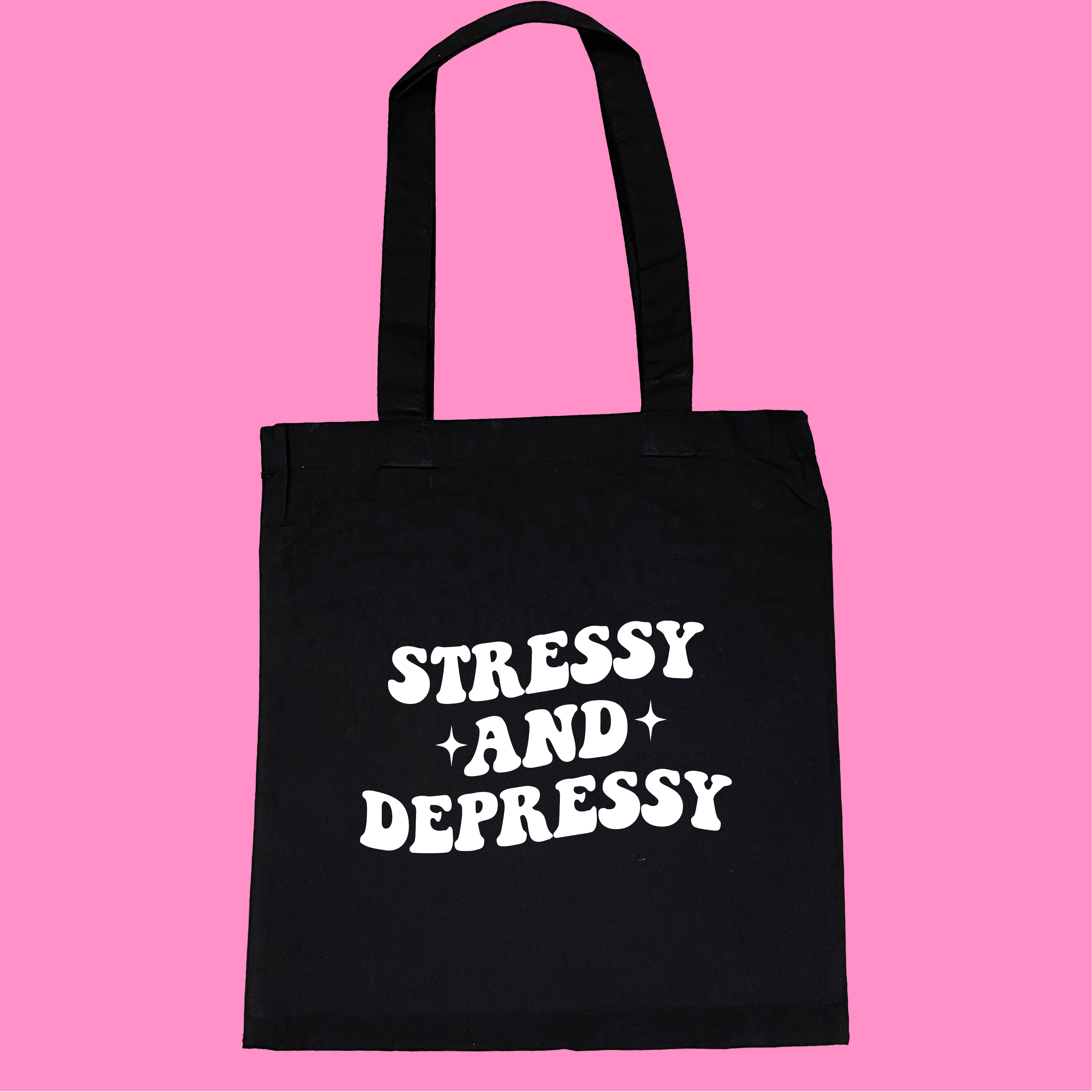 STRESSY AND DEPRESSY TOTE BAG