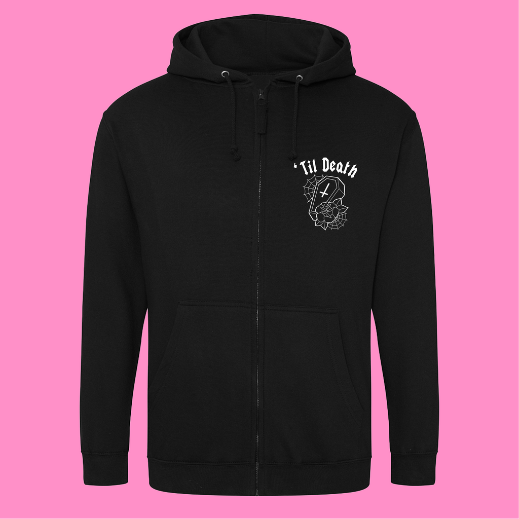 TIL DEATH COFFIN ZIP HOODIE