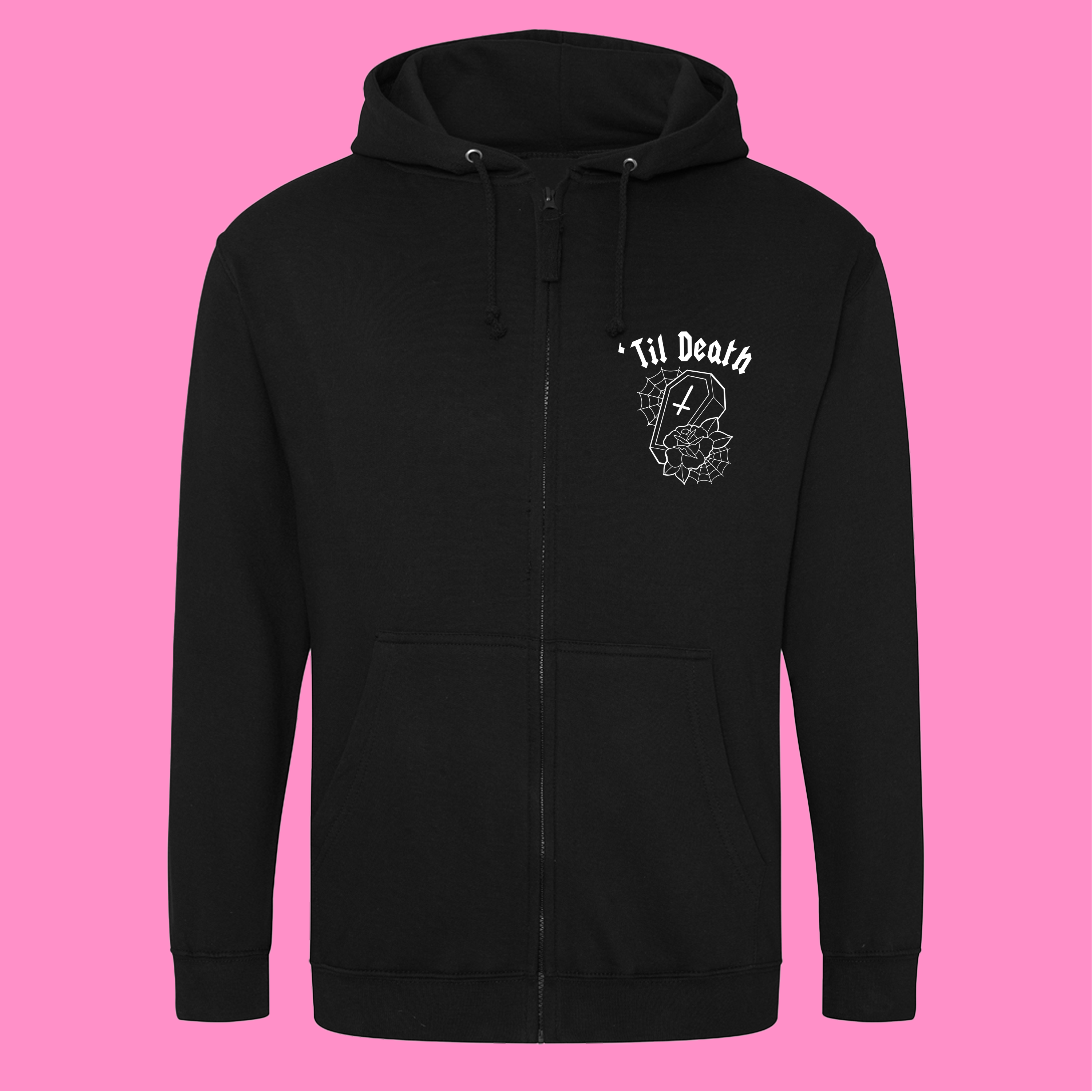 TIL DEATH COFFIN ZIP HOODIE