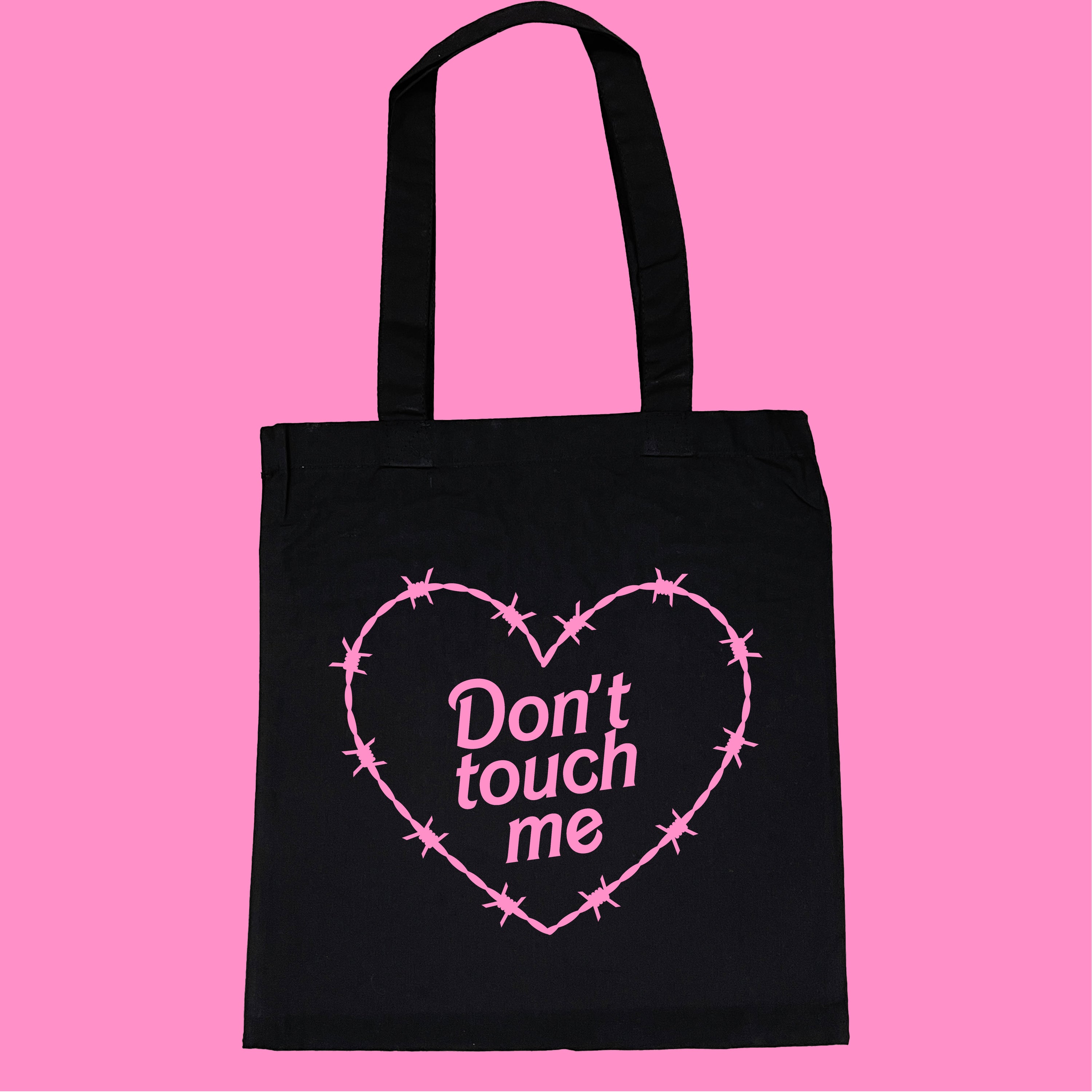 DON'T TOUCH ME BARBED WIRE HEART TOTE BAG