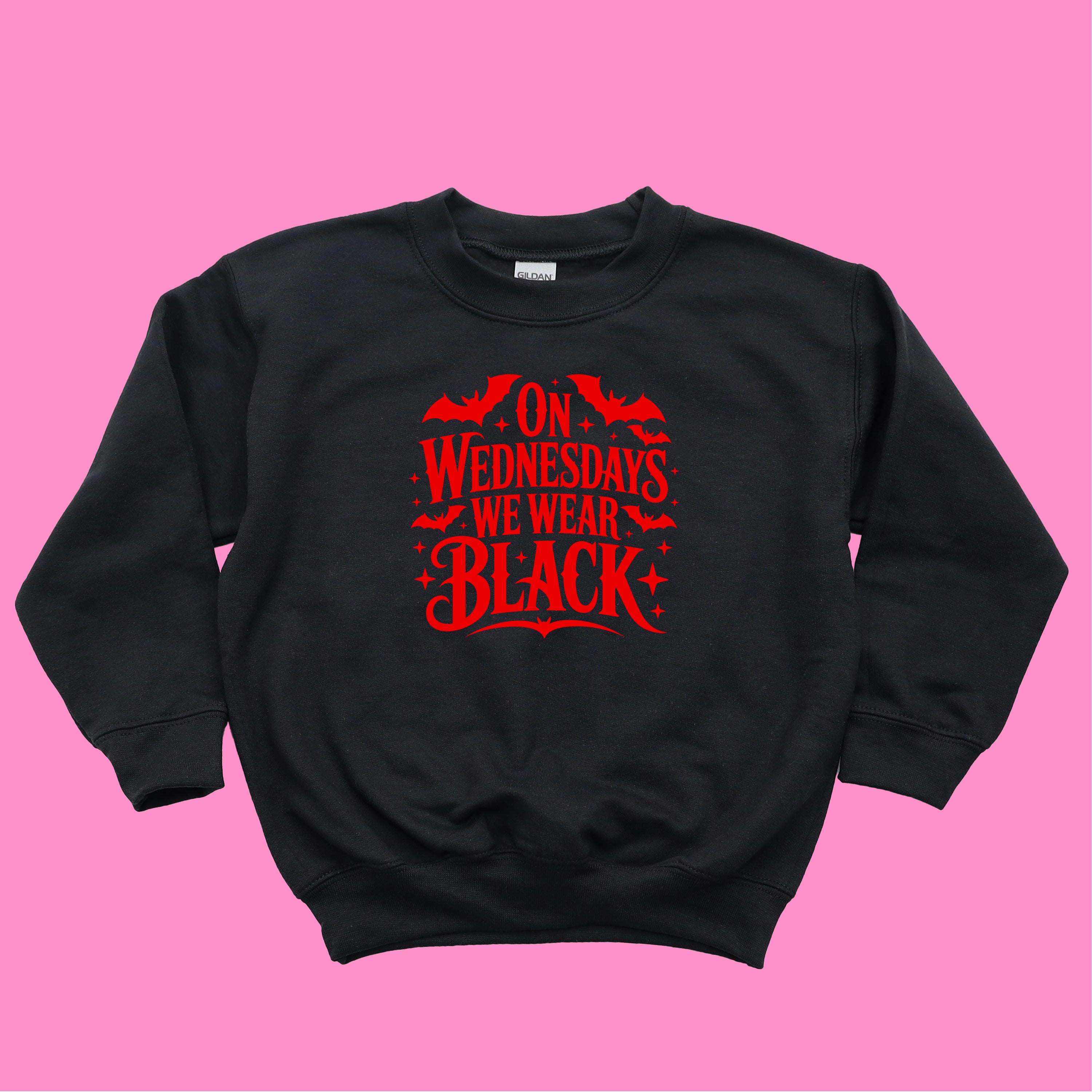 ON WEDNESDAYS WE WEAR BLACK KIDS SWEATSHIRT