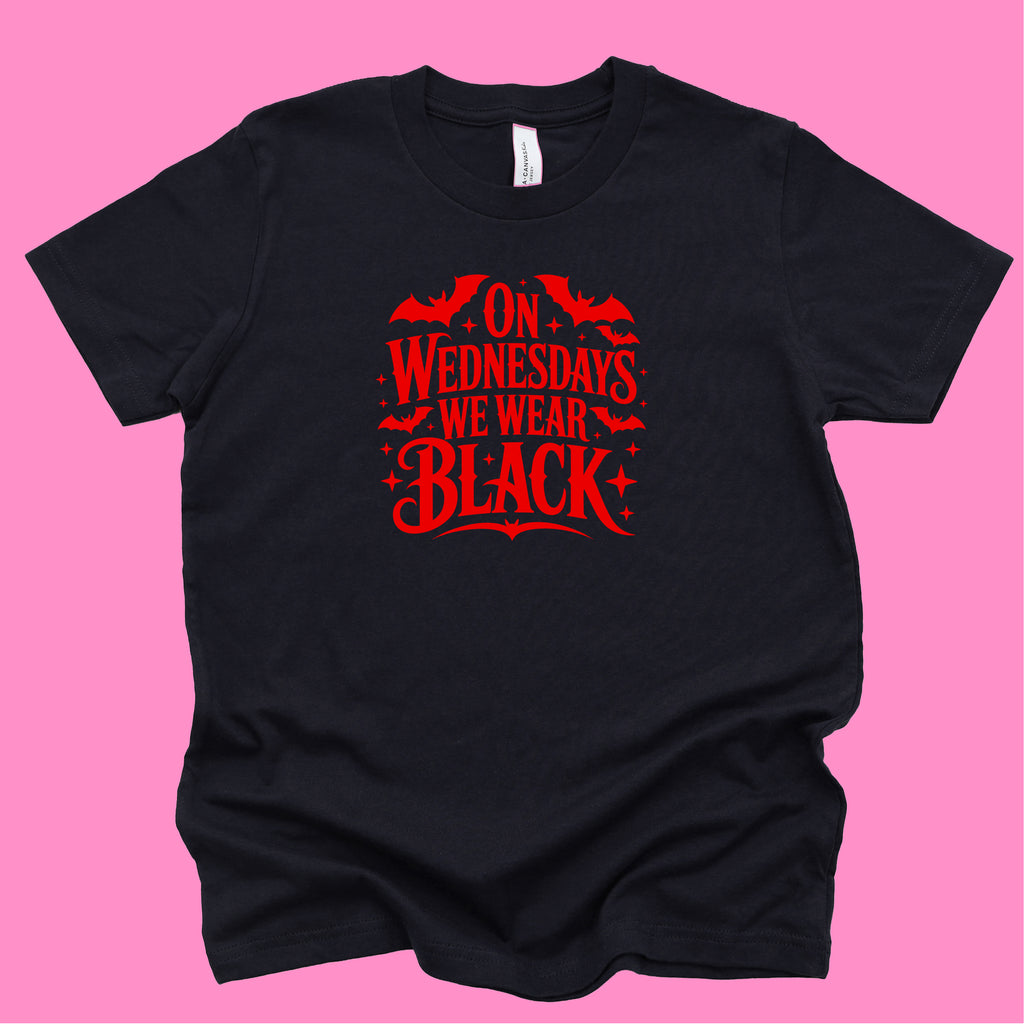 ON WEDNESDAYS WE WEAR BLACK KIDS T-SHIRT