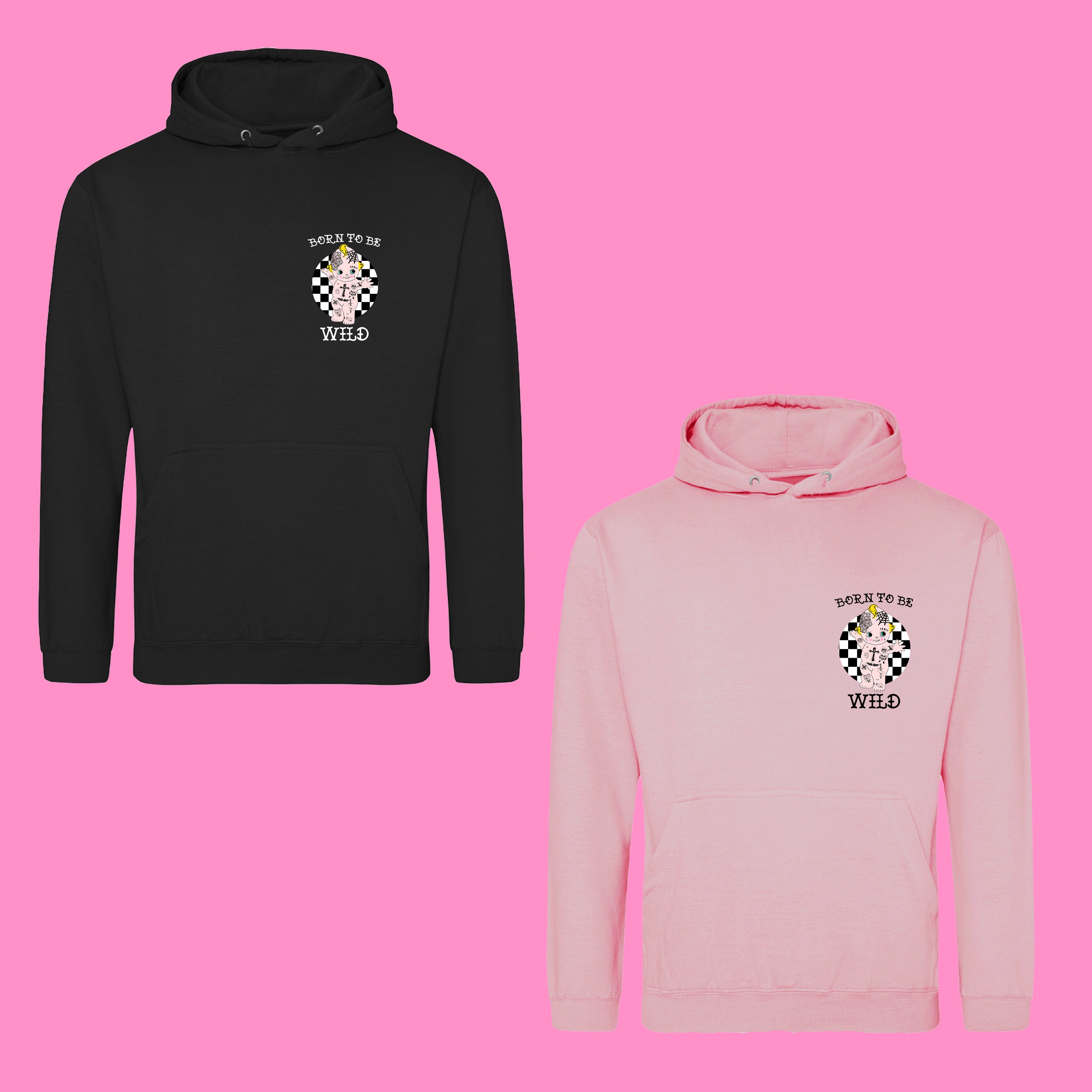 BORN TO BE WILD FRONT AND BACK TATTOO HOODIE