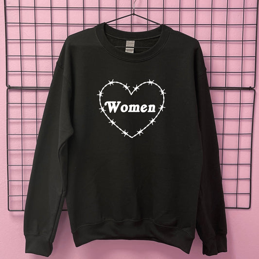 WOMEN BARBED WIRE HEART SWEATSHIRT