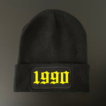 OLD ENGLISH DATE BEANIE HAT
