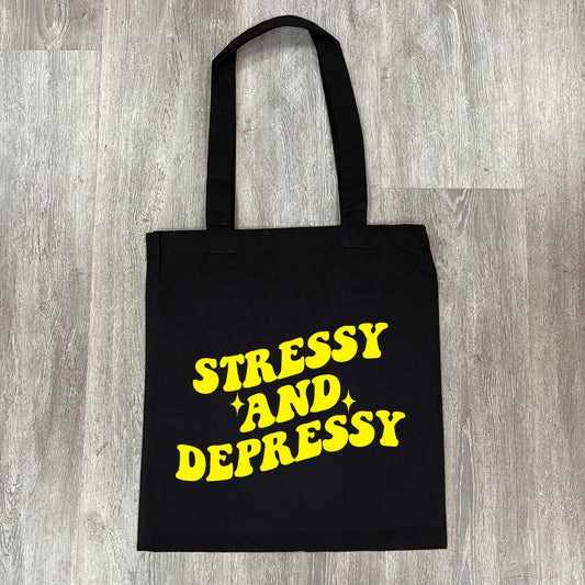 STRESSY AND DEPRESSY TOTE BAG