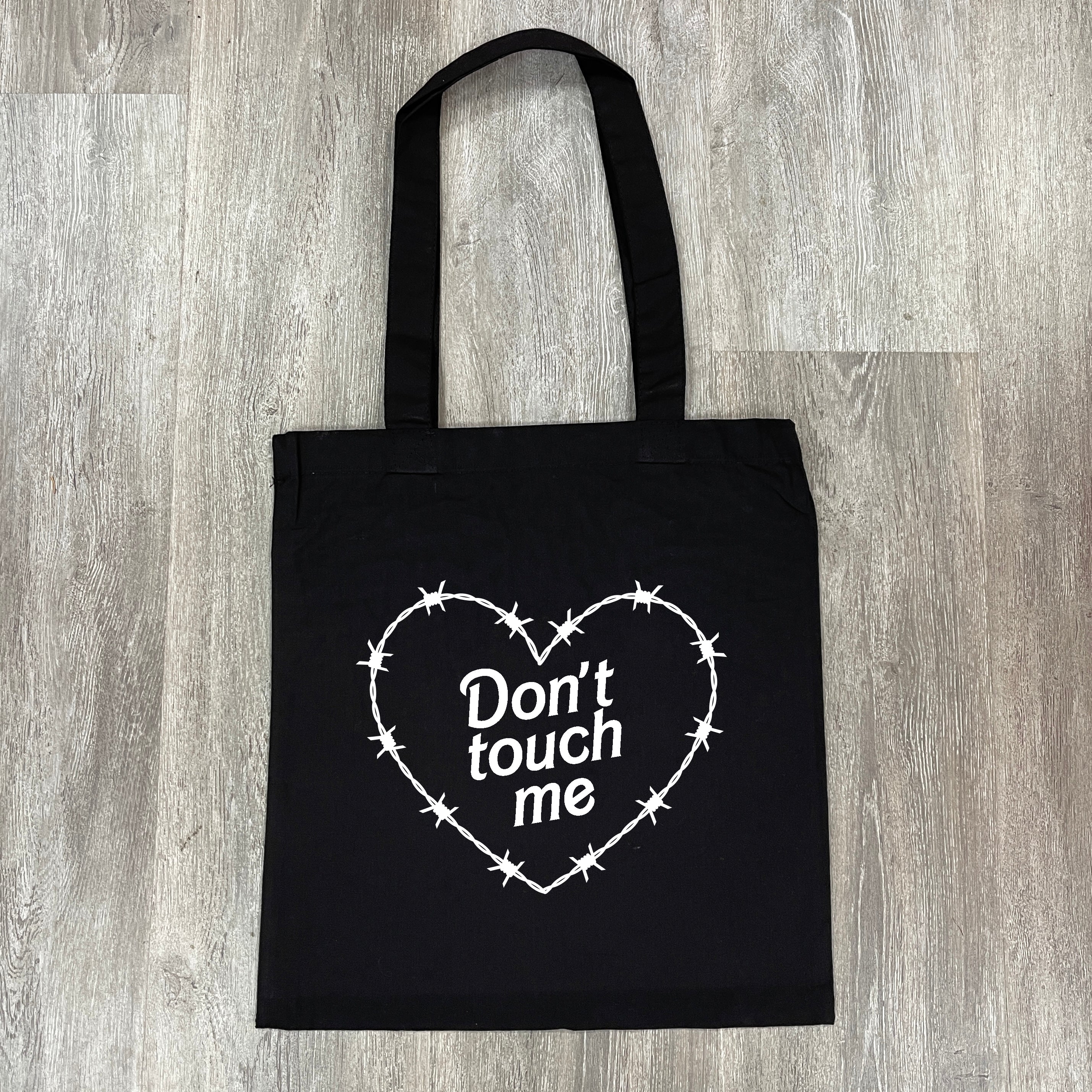 DON'T TOUCH ME BARBED WIRE HEART TOTE BAG